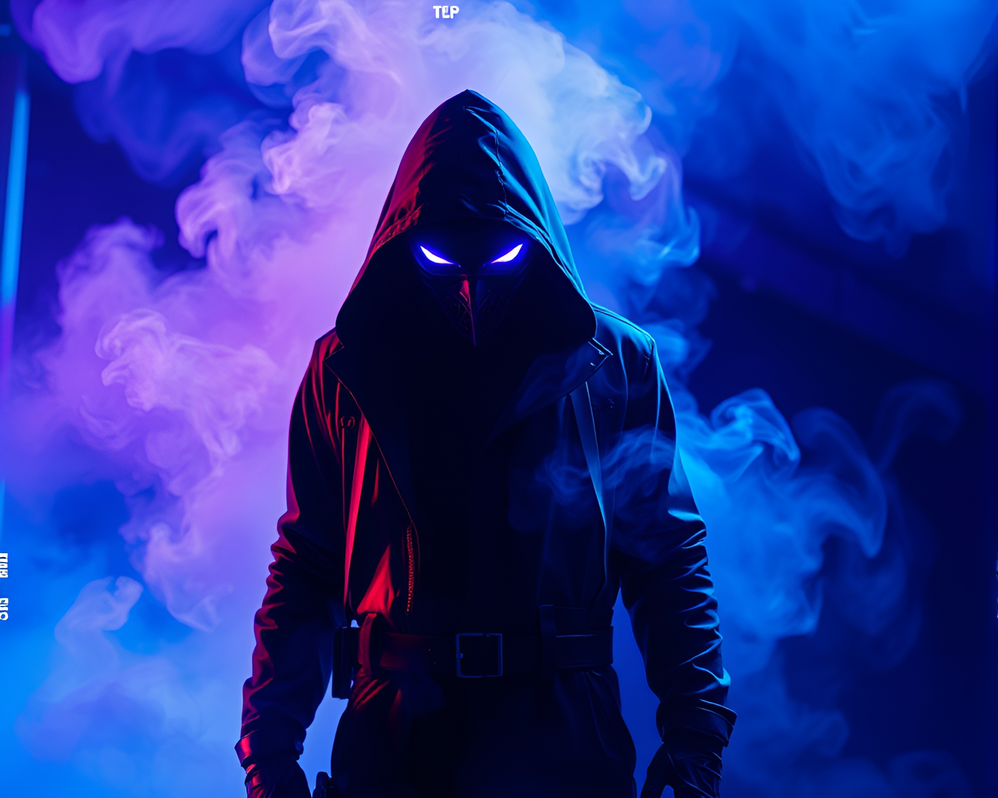 Cyberpunk Vigilante’s Ultraviolet Smoke Plume Swirl – free AI stock image