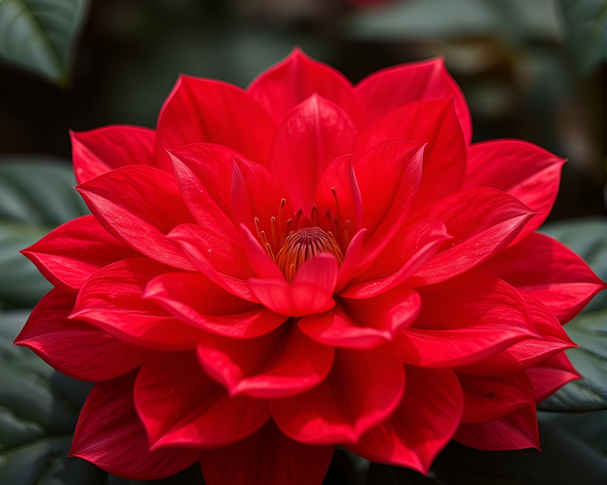 Floral Hydra Emerging from Brick Red Petals – free AI stock image