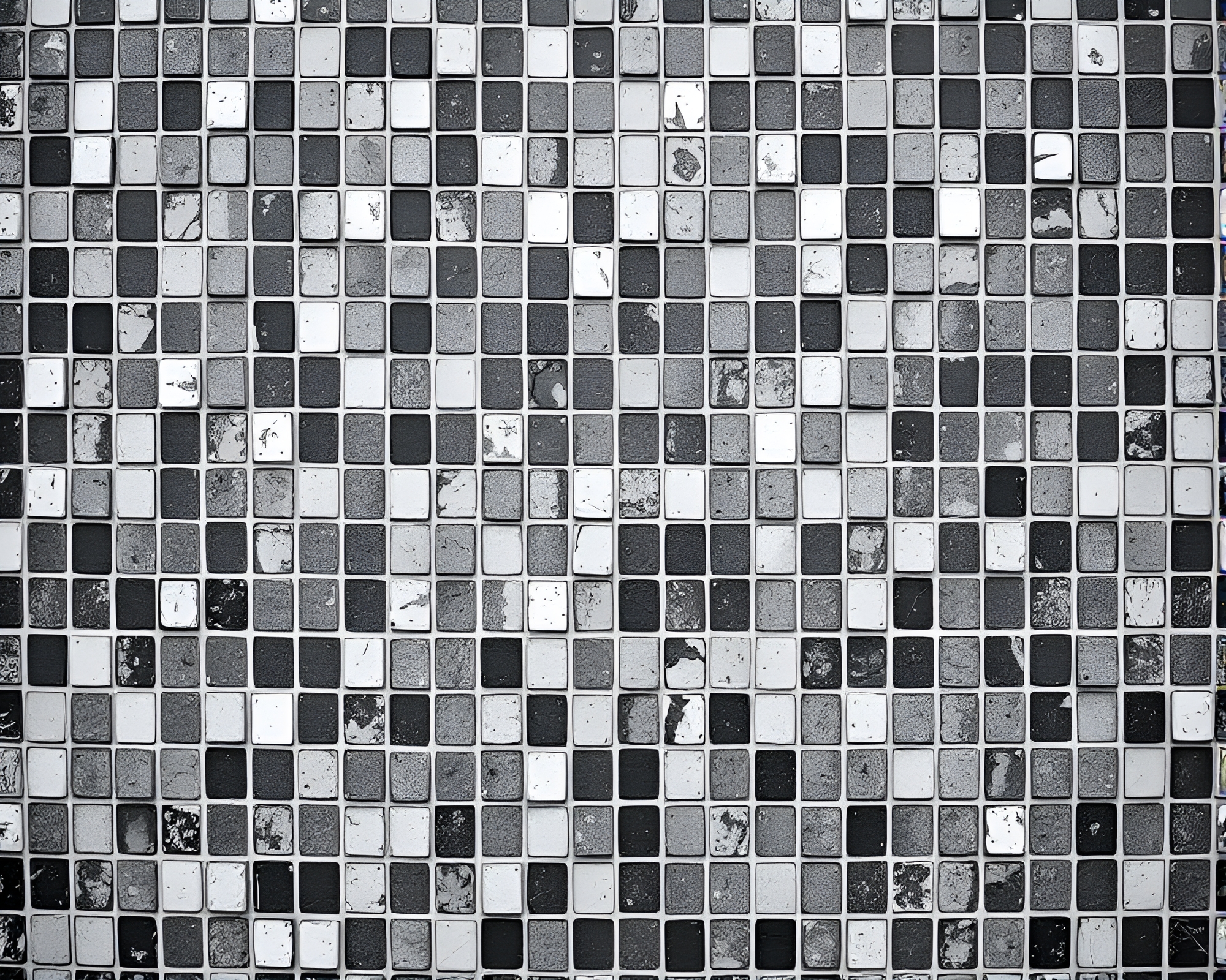 Monochrome Battle Mech in Tiled Mosaic Arena – free AI stock image