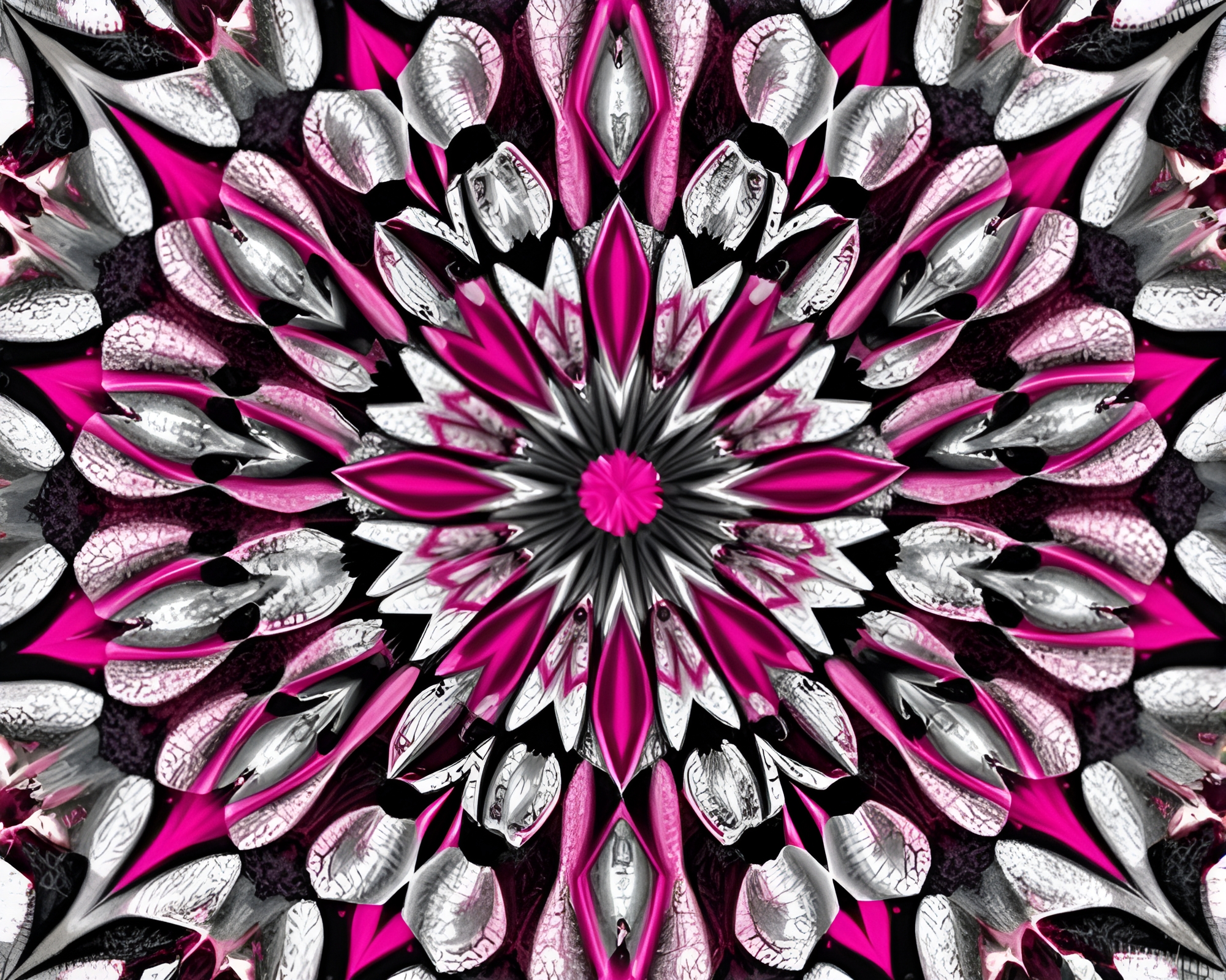 Magenta Tessellated Symmetry: A Grisaille Escher Fantasy – free AI stock image