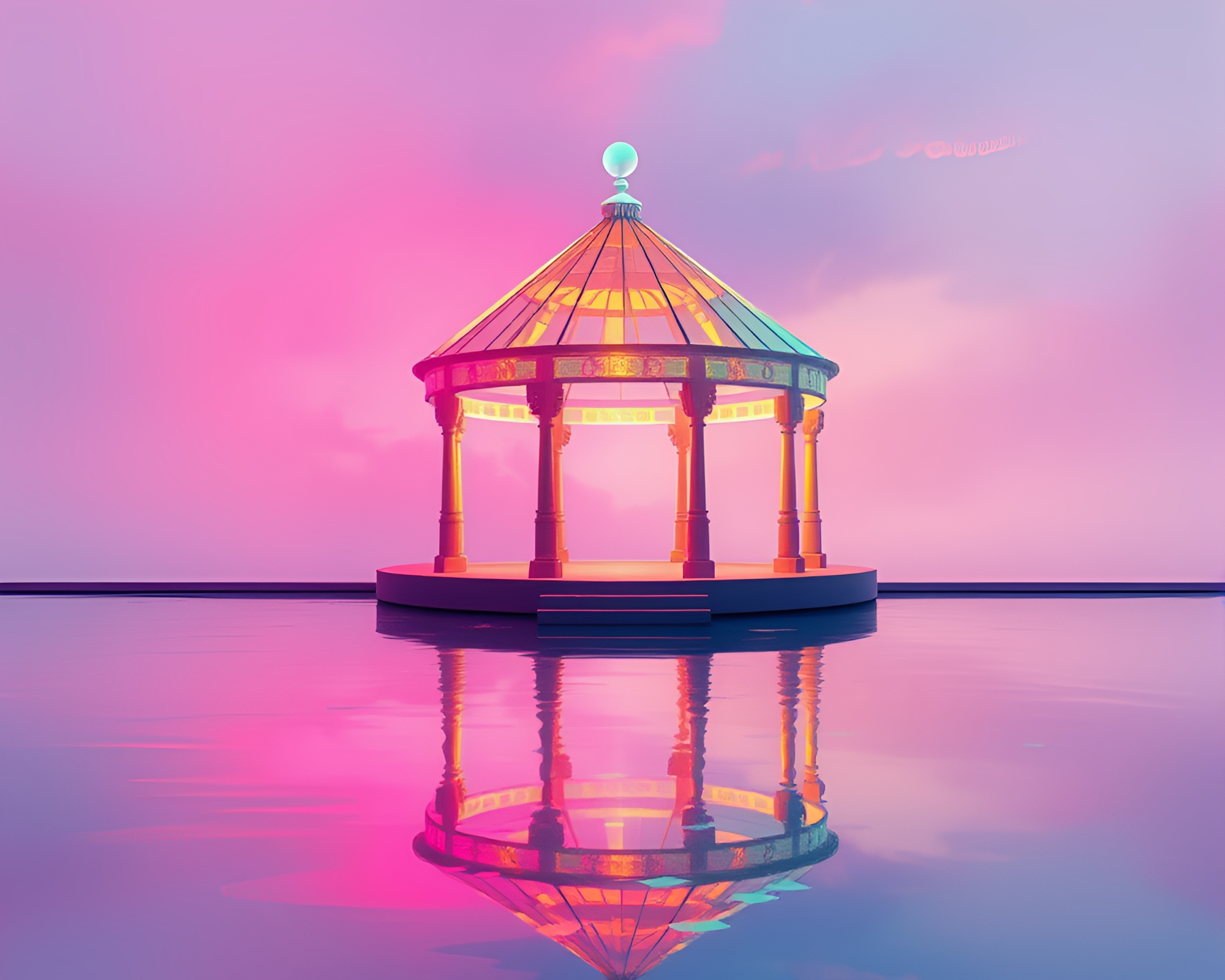 Prismatic Floating Pavilion in Pastel Graffiti Light – free AI stock image