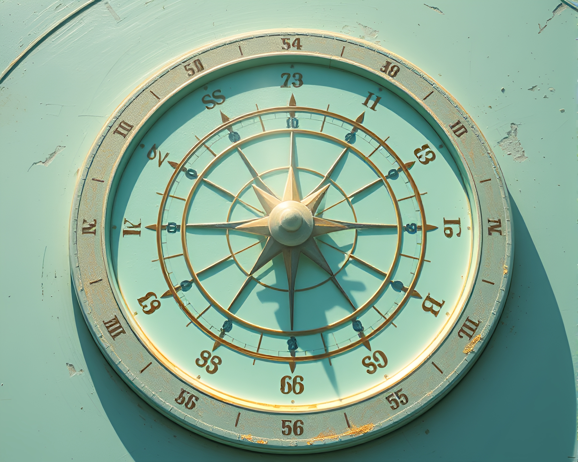 Sunlit Pocket Sundial in Mint Green Matte Painting – free AI stock image