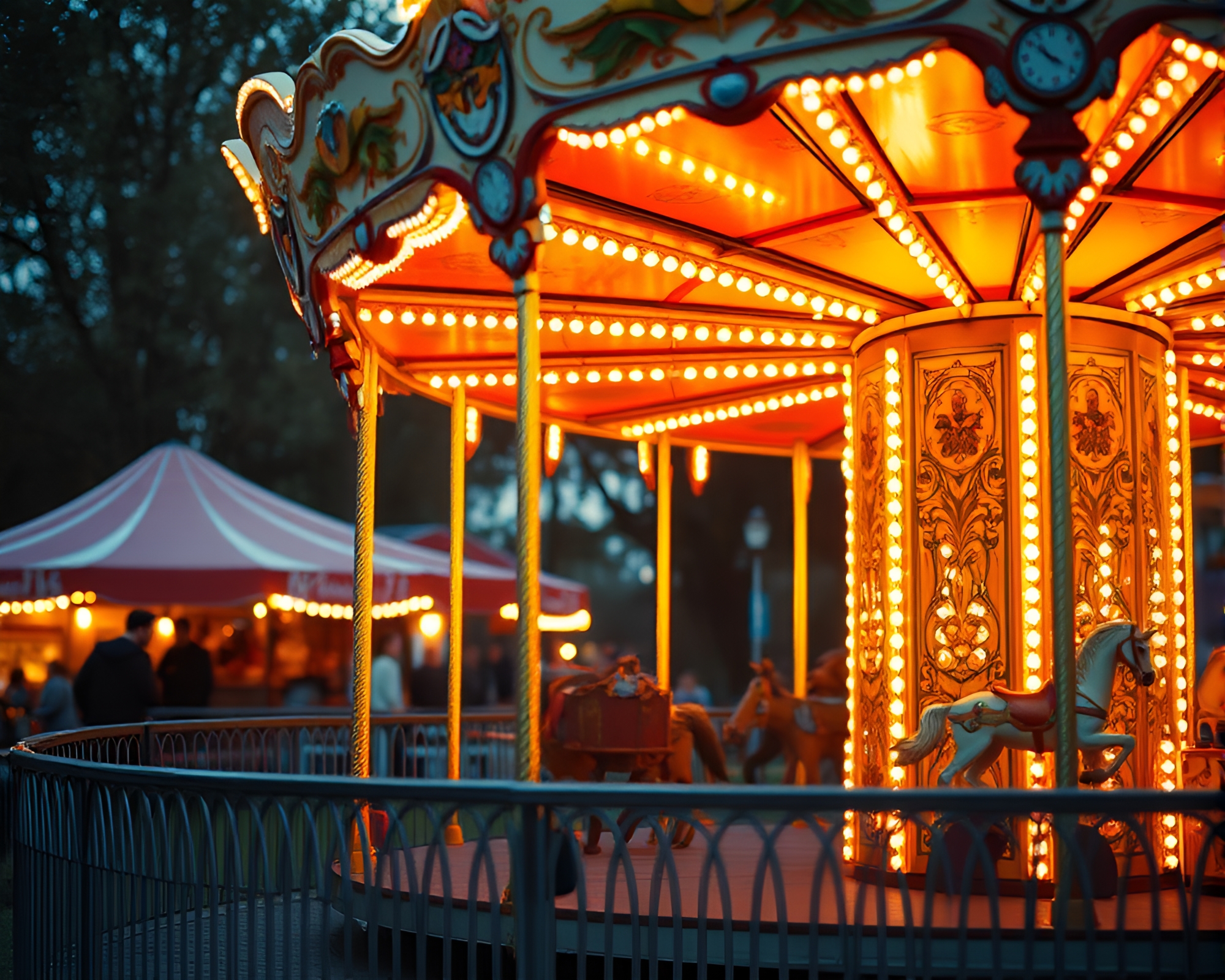 Carnival Carousel Framed by Candlelit Warm Afternoon Glow – free AI stock image