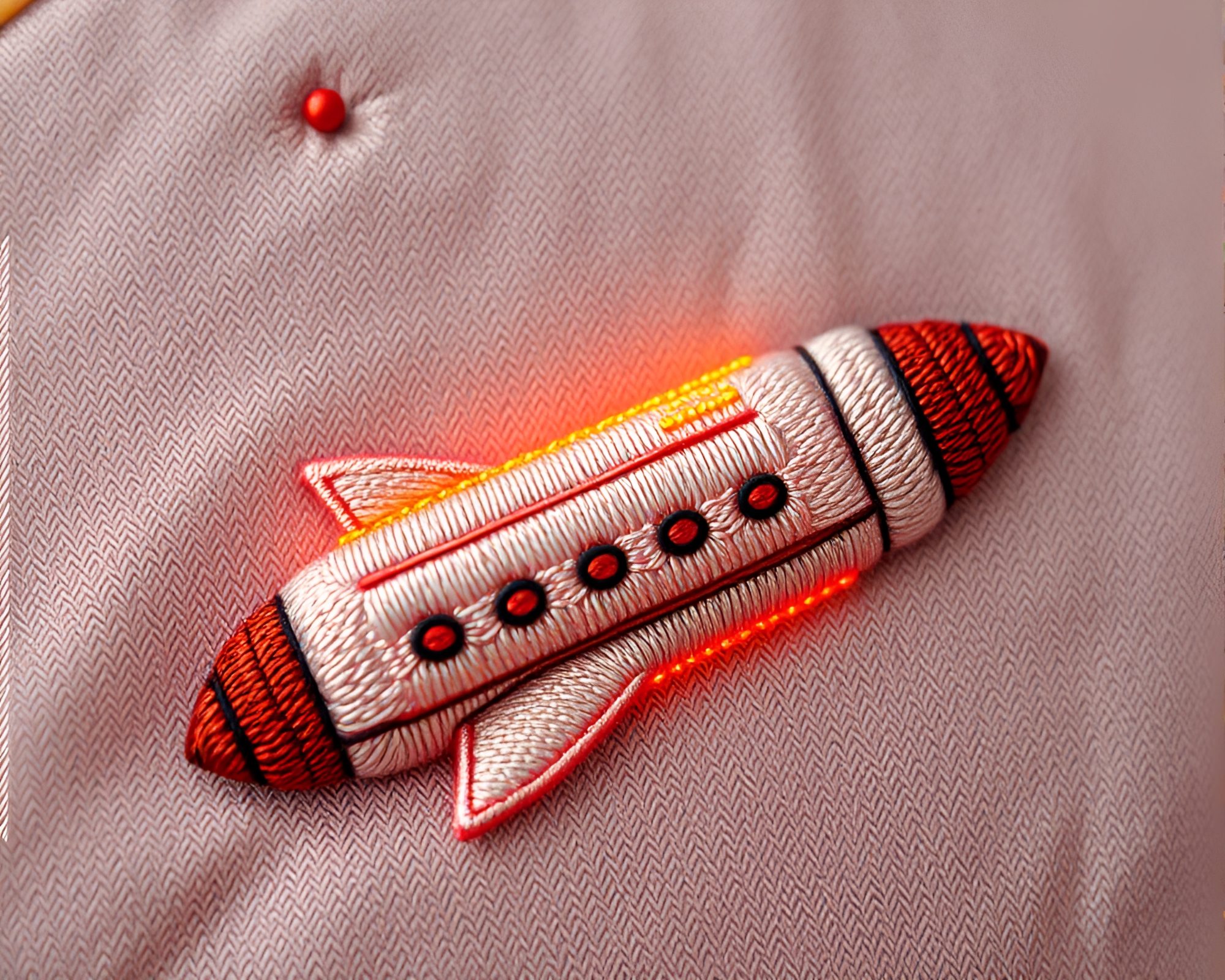Embroidered Space Shuttle in Afternoon Glow – free AI stock image