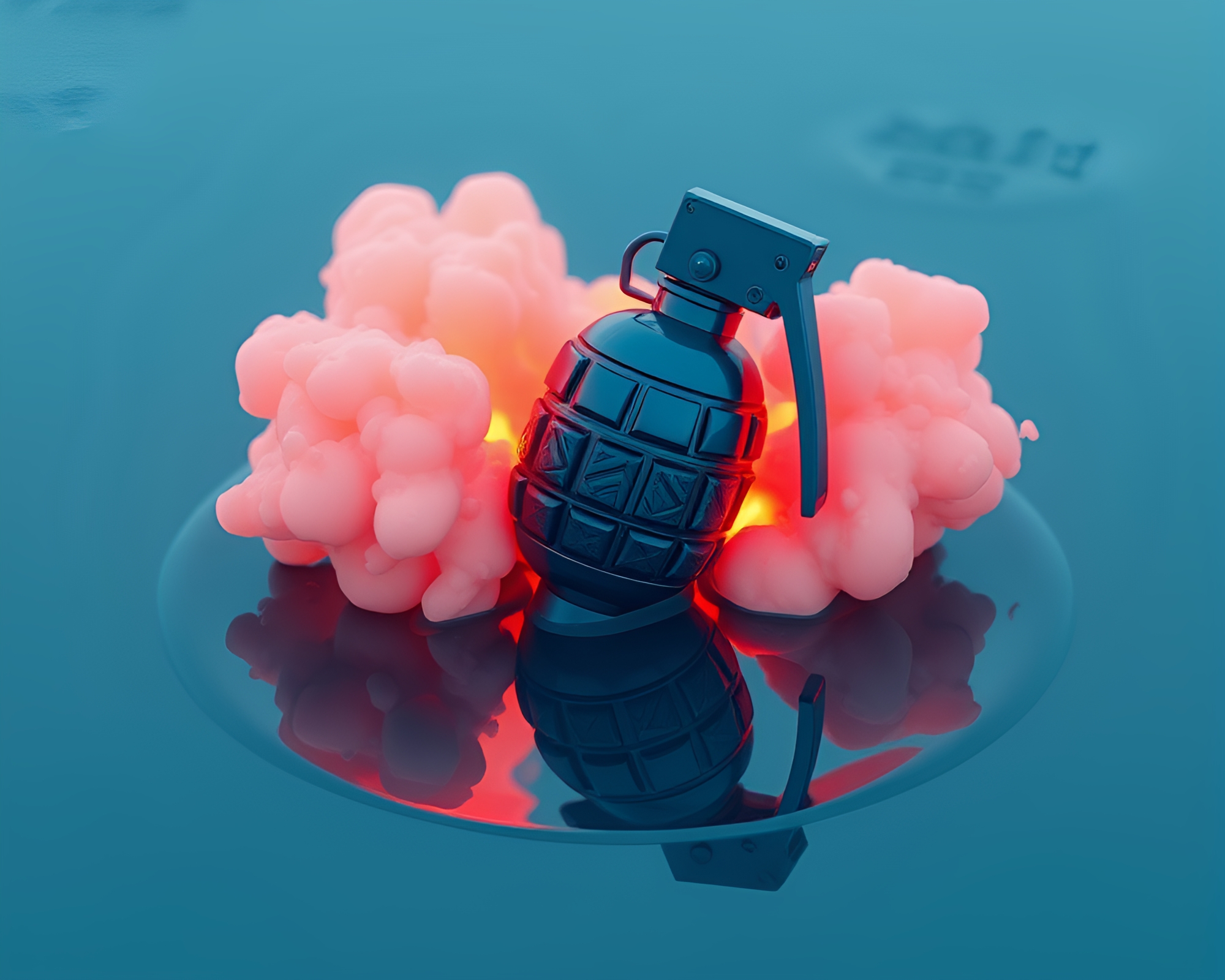 Glimmering Antimatter Grenade Puddle Reflection 3D Render – free AI stock image
