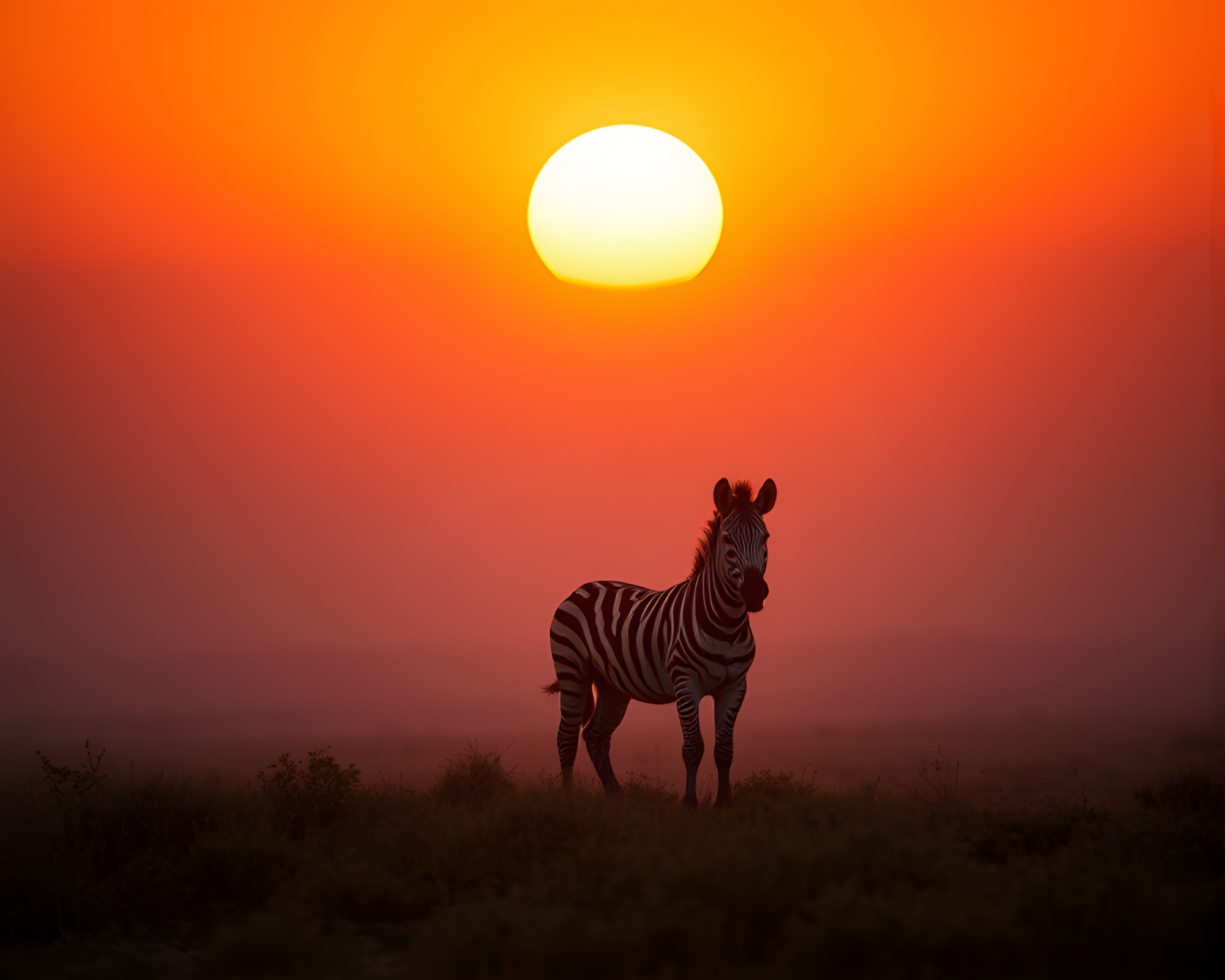 Majestic Zebra at Sunset with Dramatic Rim Lighting – free AI stock image