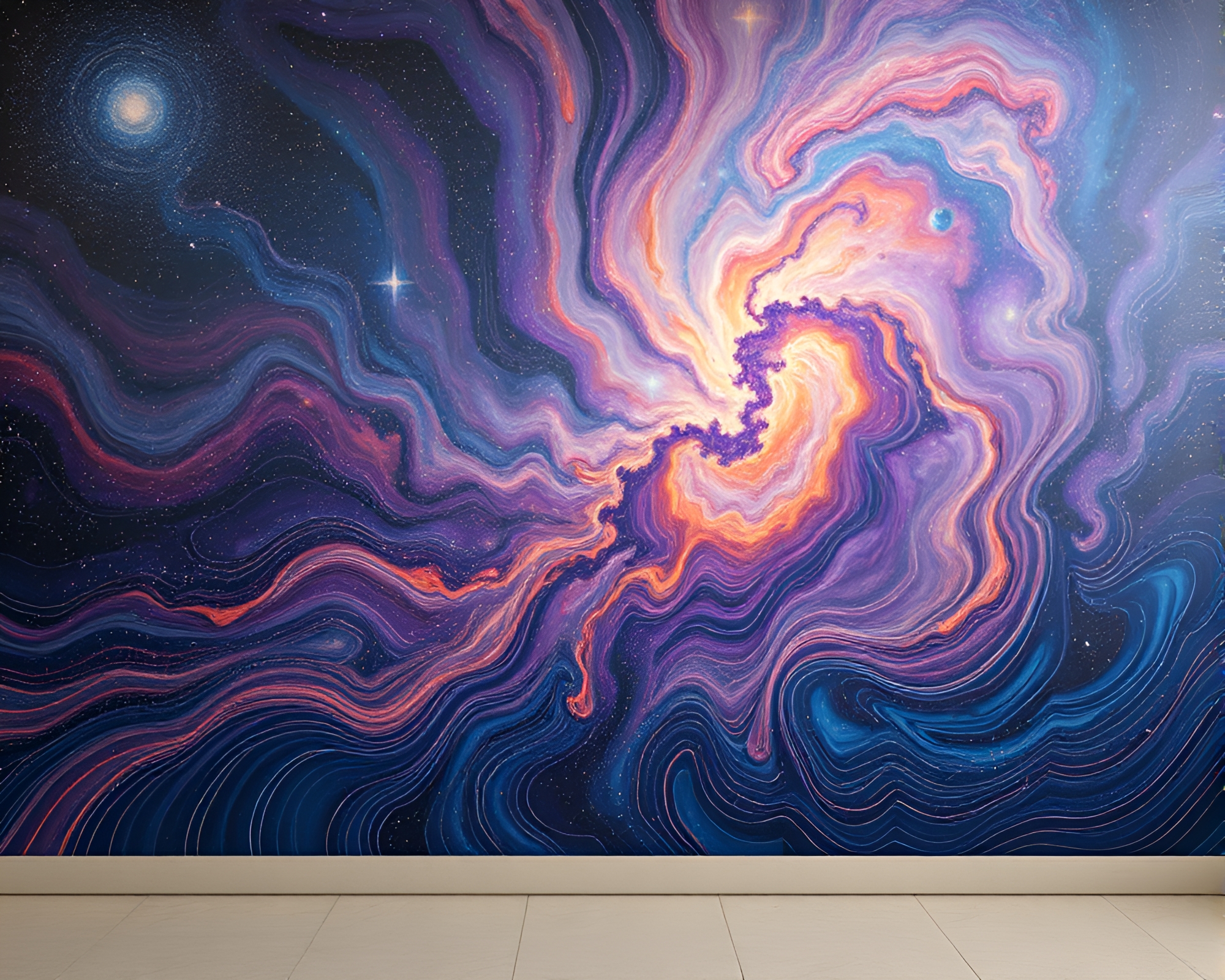 Quantum Fluctuations Mural: Milky Way Scan Lines Swirl – free AI stock image