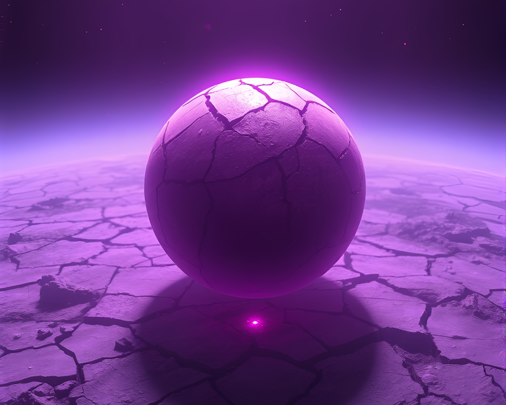 Cracked Earth Siren in Amethyst Shade with Futuristic HUD Overlay – free AI stock image