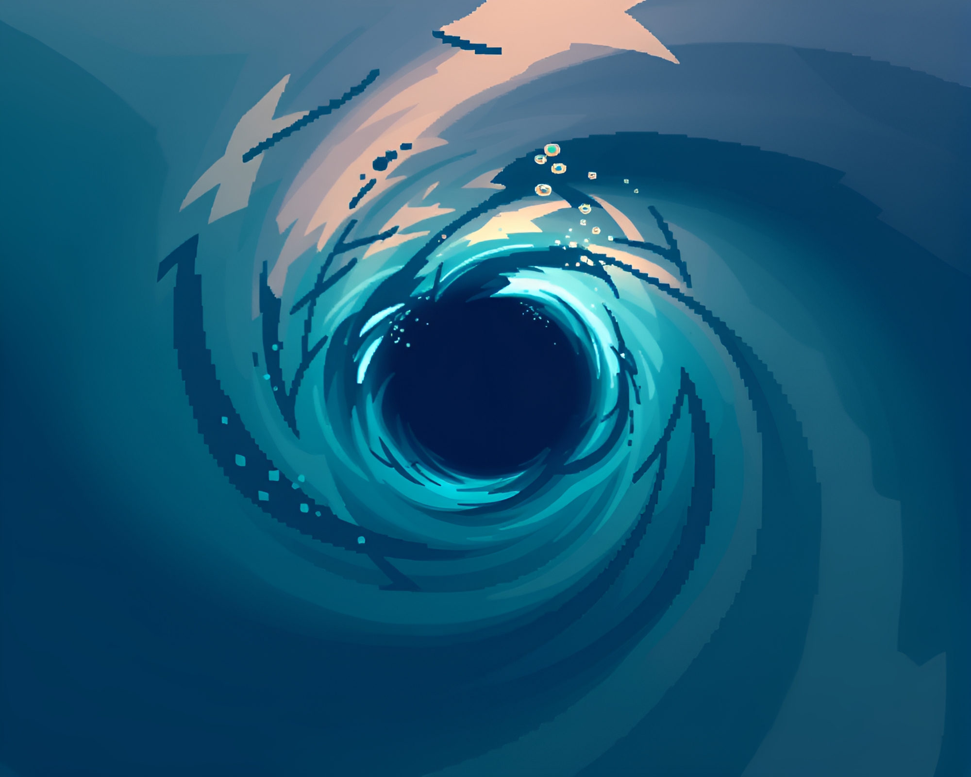 Twisting Vortex Underwater Dome in 16-Bit Style – free AI stock image