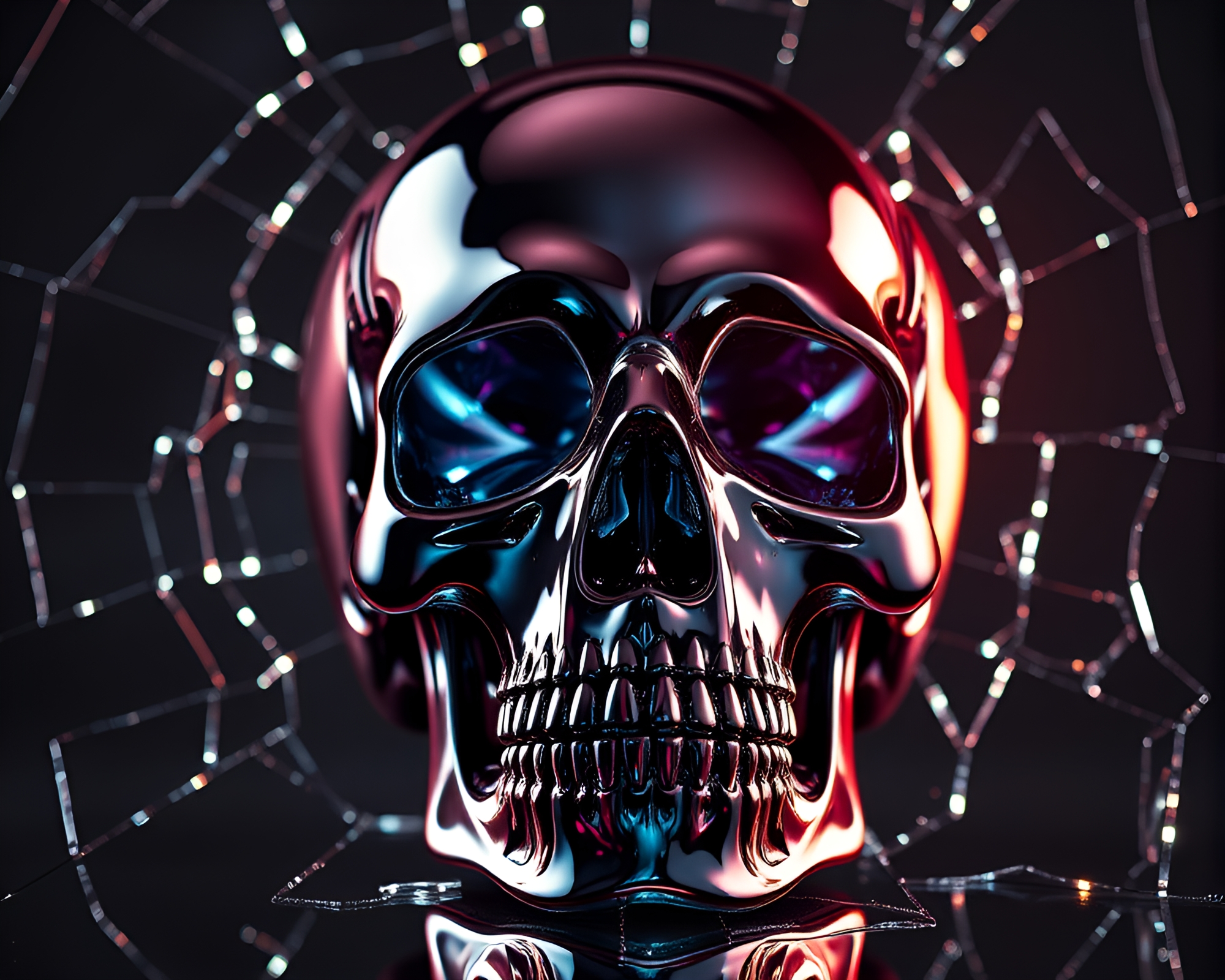 Glistening Crystal Skull in Broken Glass Reflection Comic Style – free AI stock image