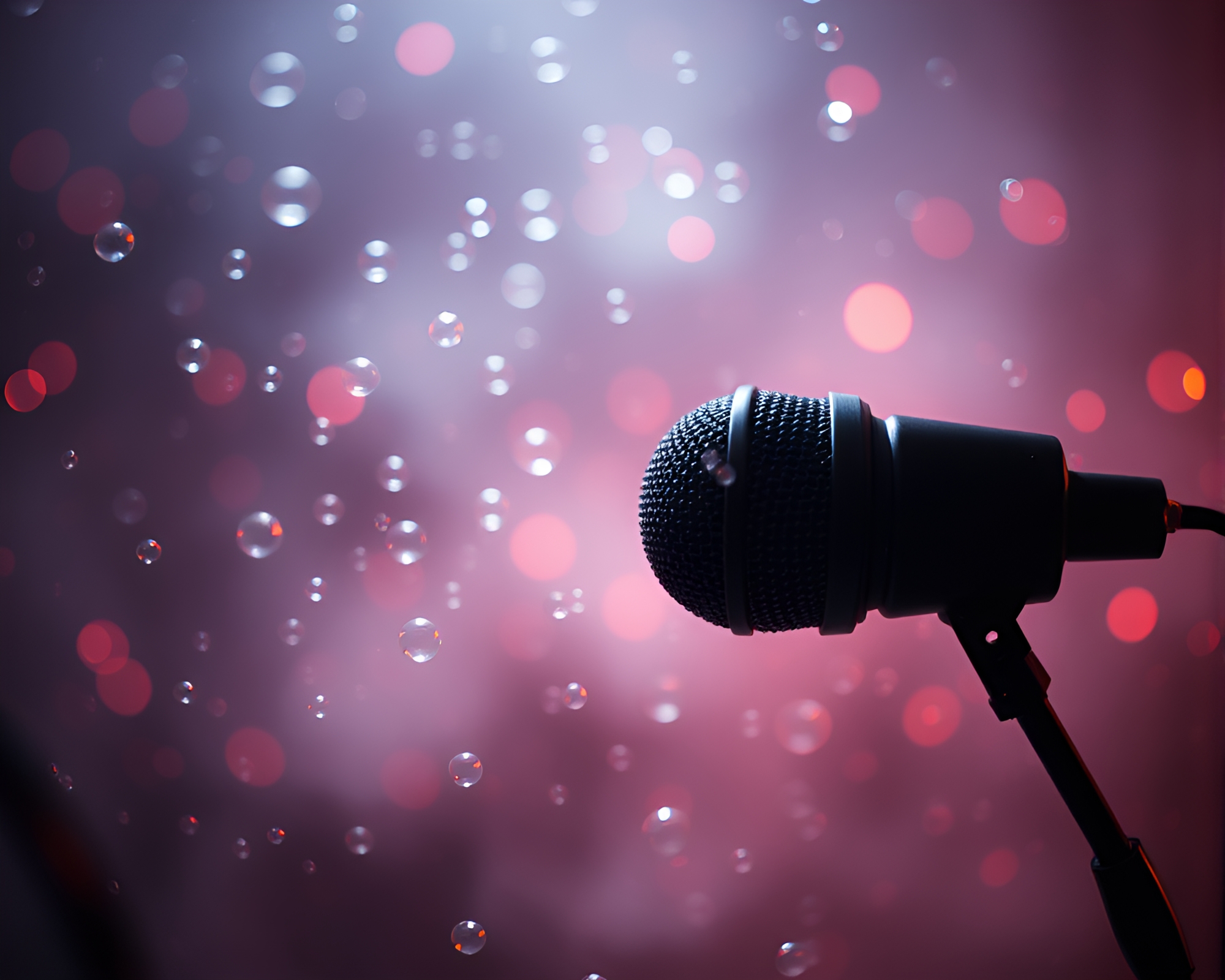 Cybernetic Microphone in Dawn Mist Bubble Clusters – free AI stock image