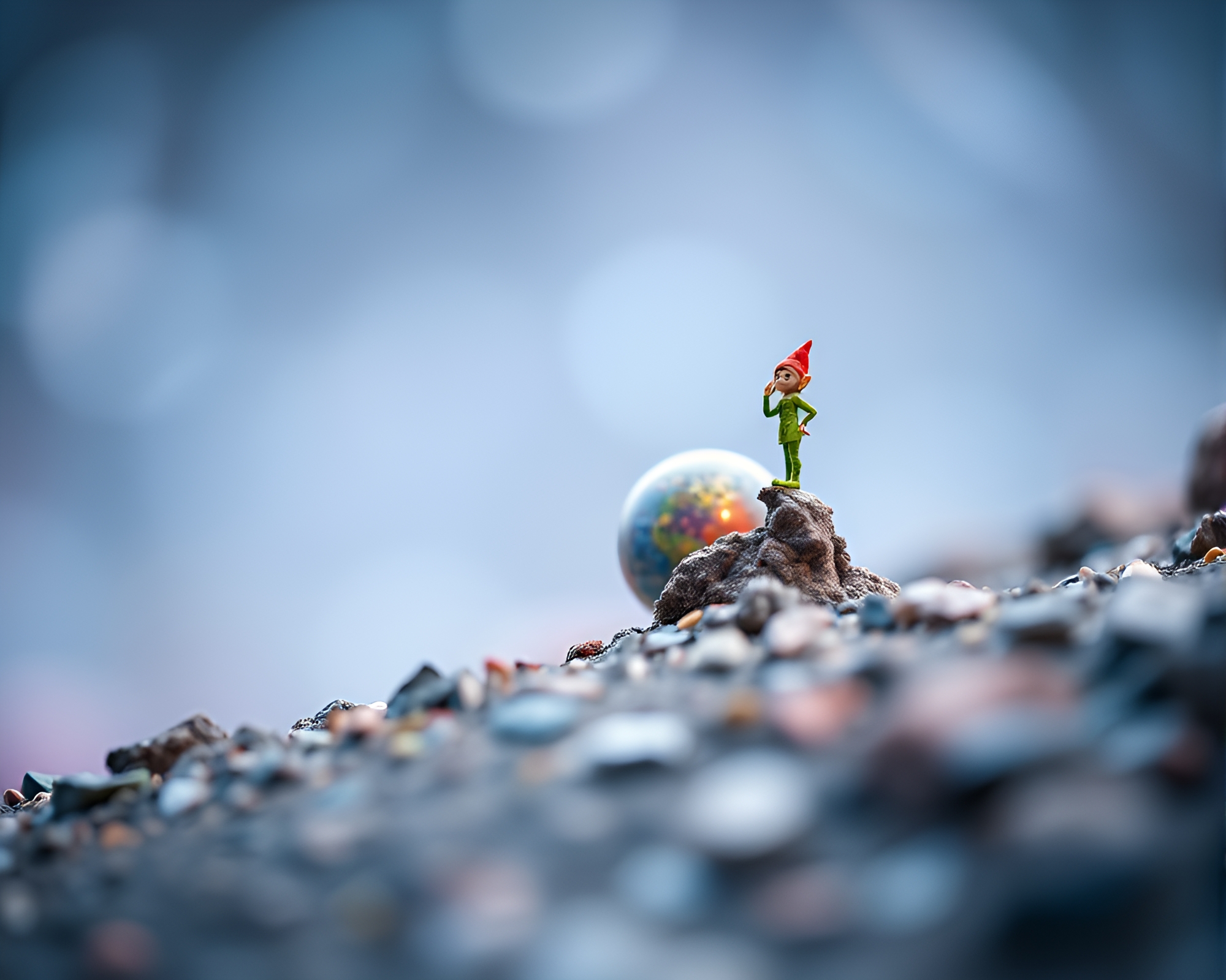 Ethereal Elf Planet in Miniature Tilt-Shift – free AI stock image