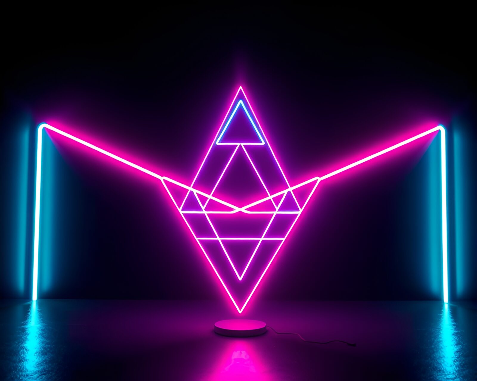 Abstract neon sacred geometry design with duochrome tones