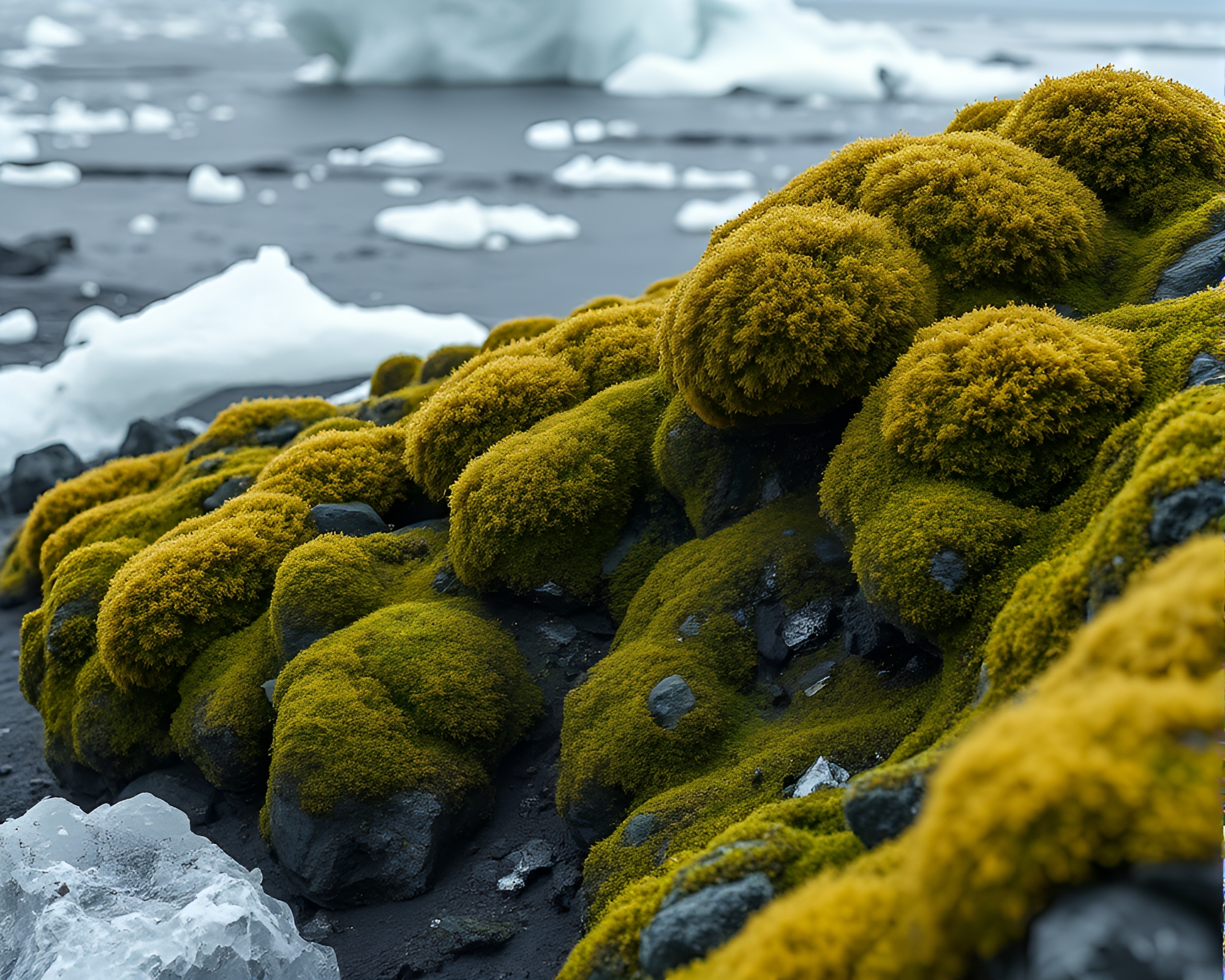 Arctic Iceberg Covered in Volcanic Moss – free AI stock image