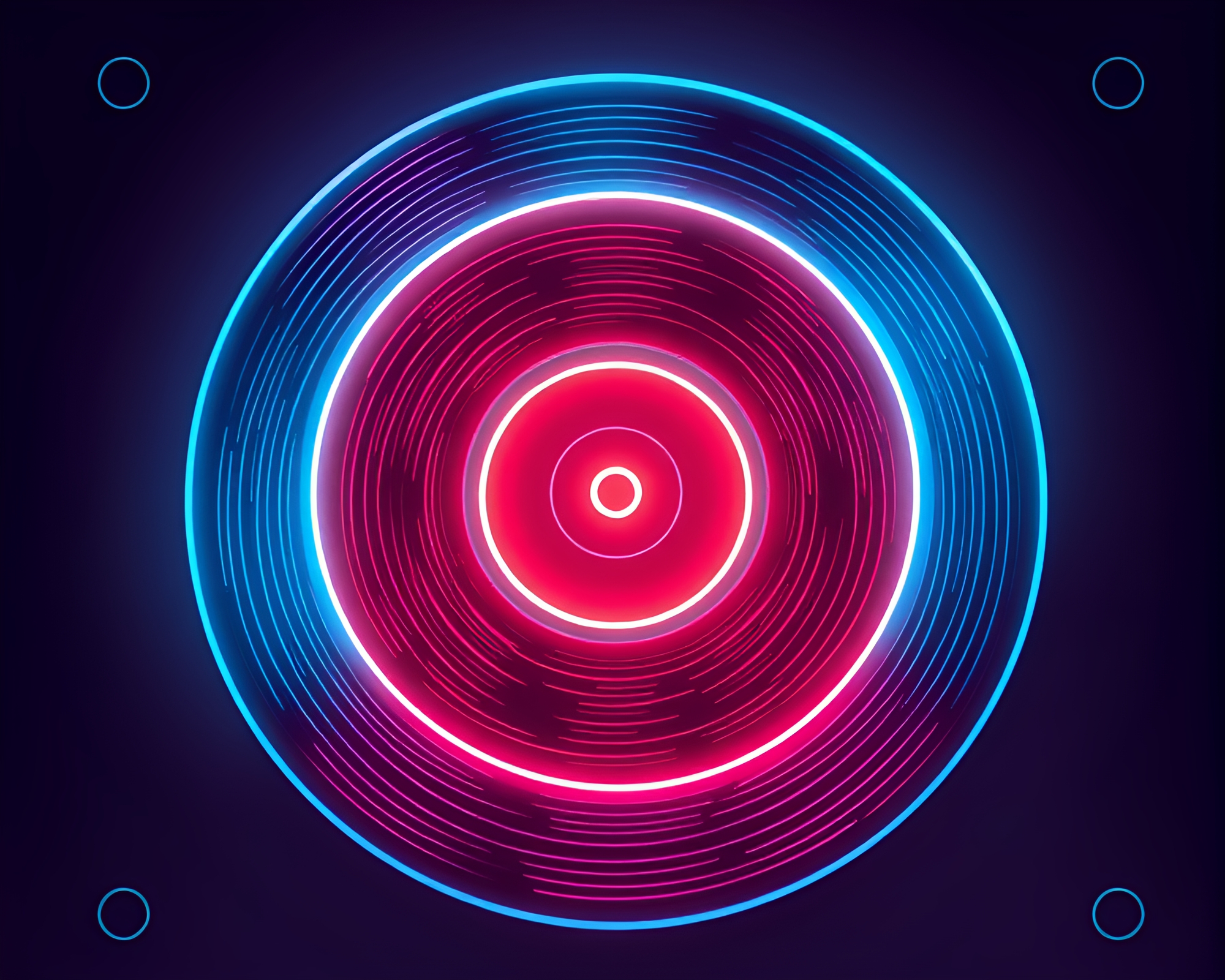 Neon Wireframe Vinyl Record in Sepia Cartoon Style – free AI stock image