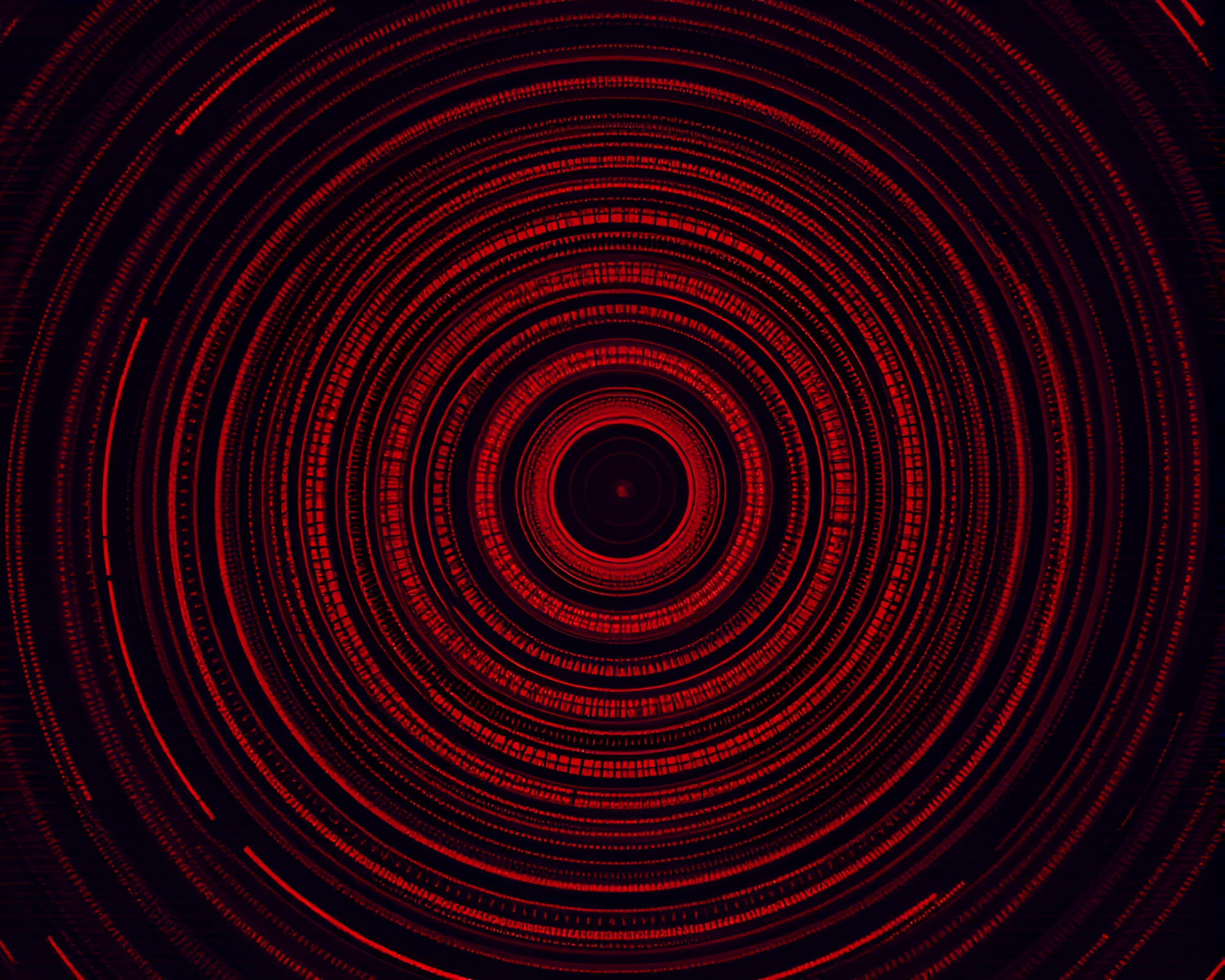 Brick Red Depth: Digital Glitch Circles – free AI stock image