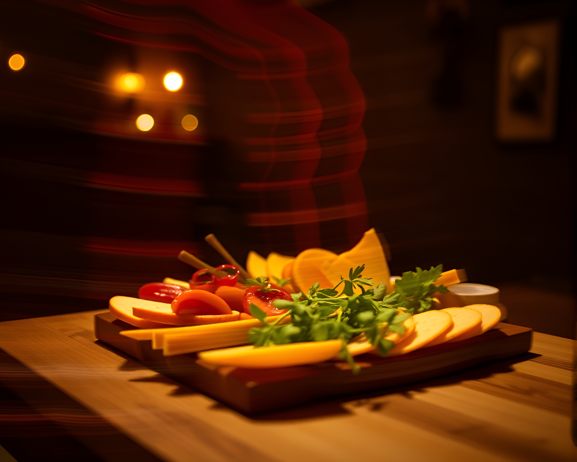 Charcuterie Dreams: 16-bit Motion Blur Delight – free AI stock image