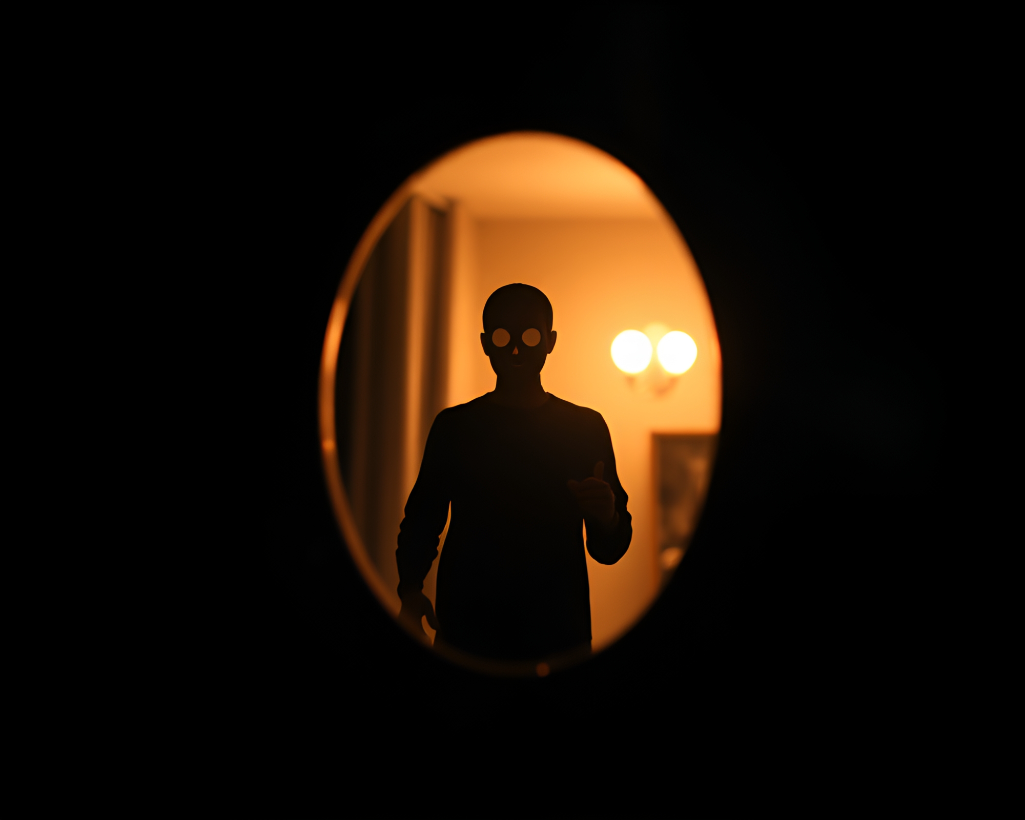Ethereal Haunted Mirror Collage Silhouette – free AI stock image