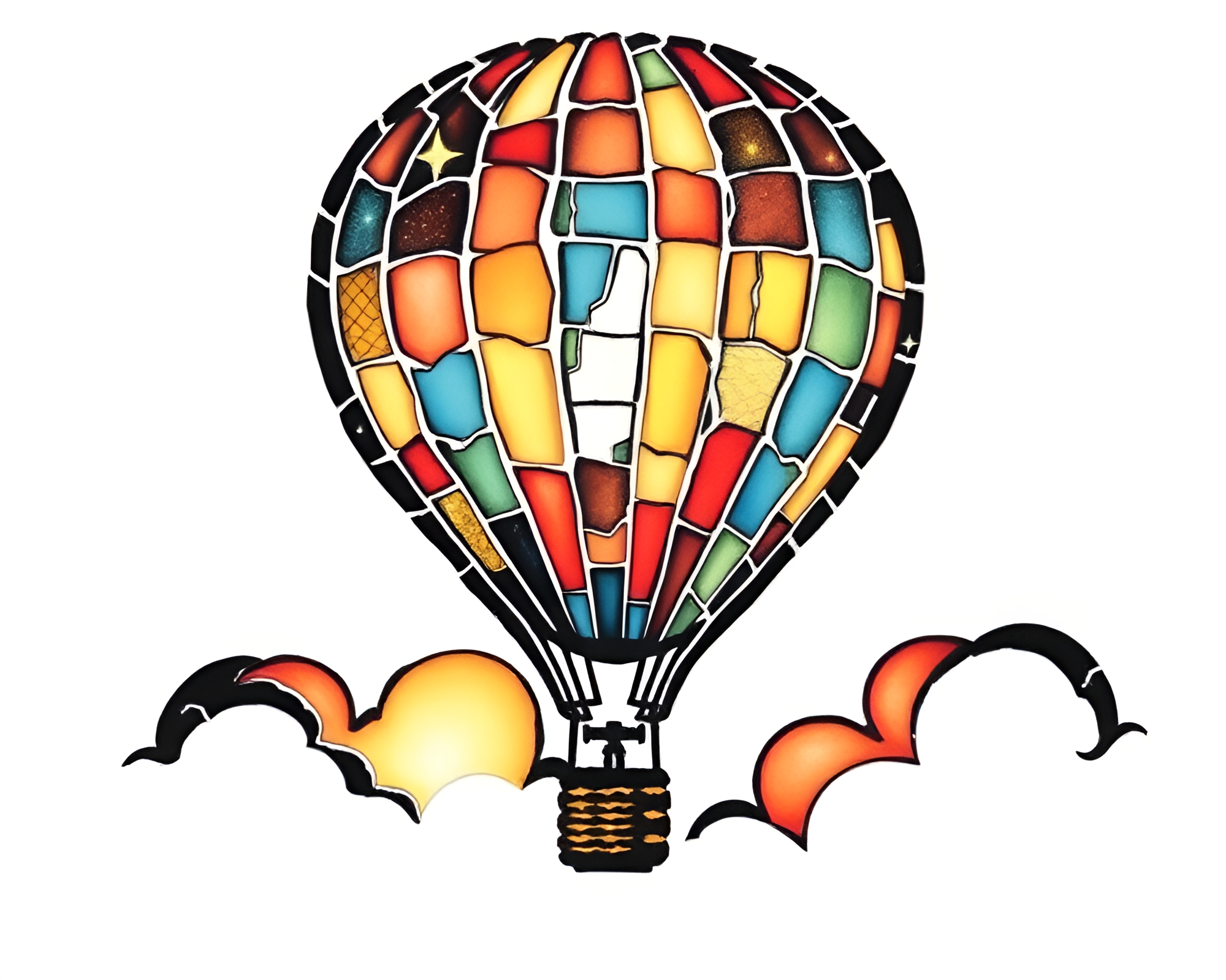 Ethereal Hot Air Balloon Tattoo Art Silhouette – free AI stock image