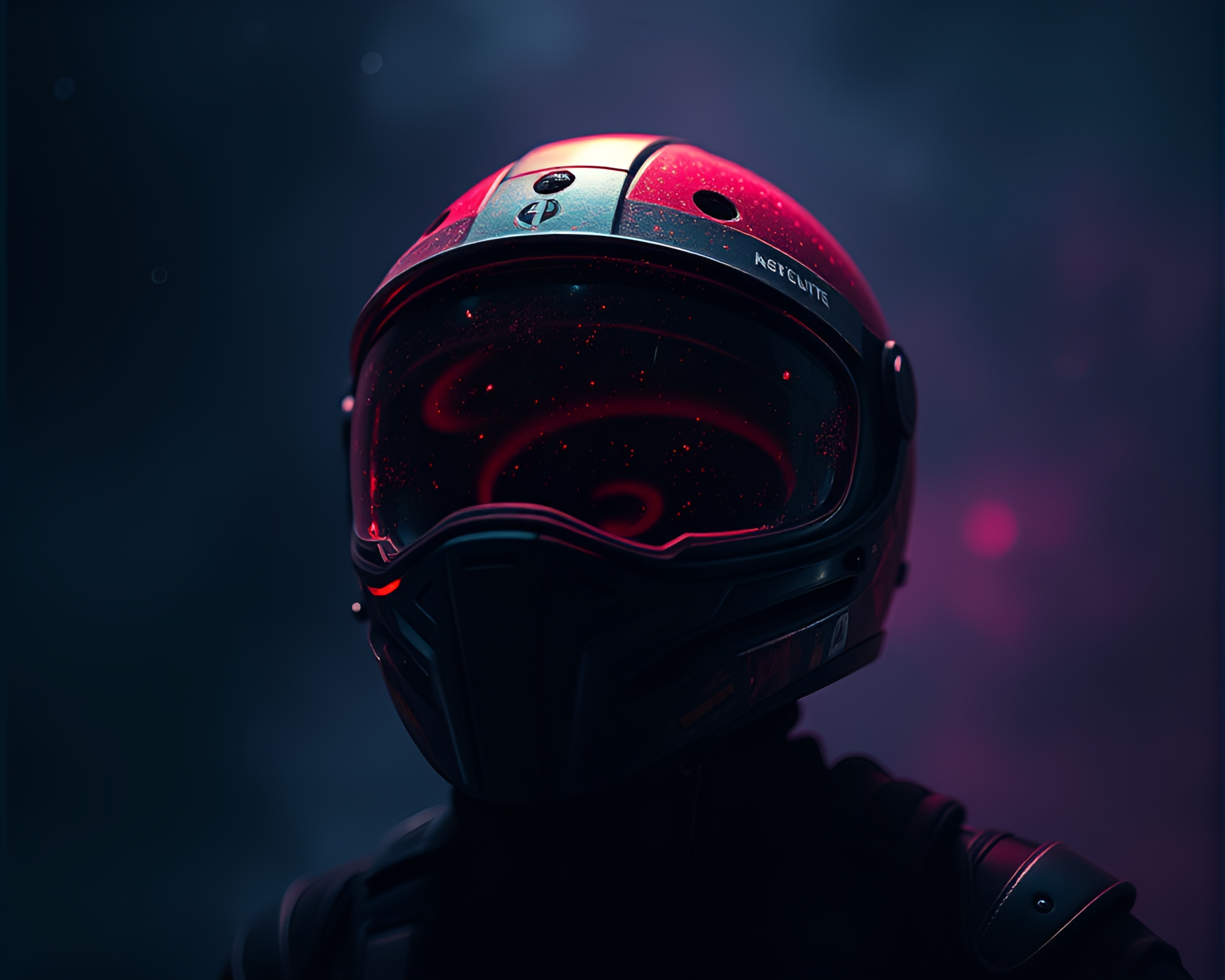 Celestial Helmet: Planetary Pastel Light Painting High-Angle Shot – free AI stock image