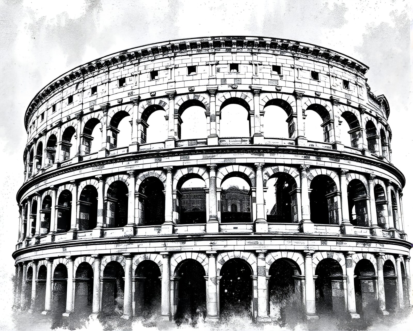Intricate mosaic tiling of the Roman Coliseum in unique palette