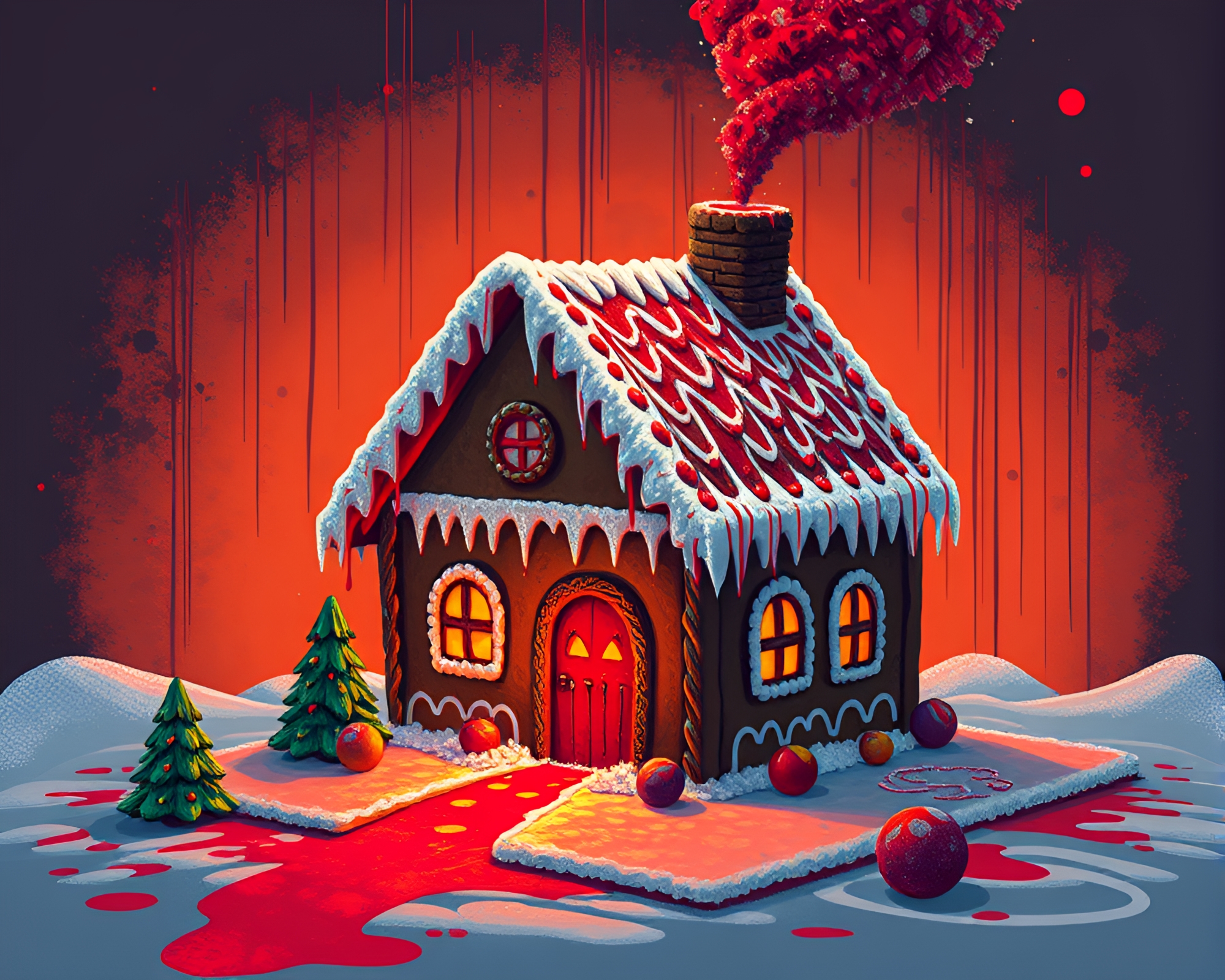 Gingerbread Volcano: Pixel Art Delight – free AI stock image
