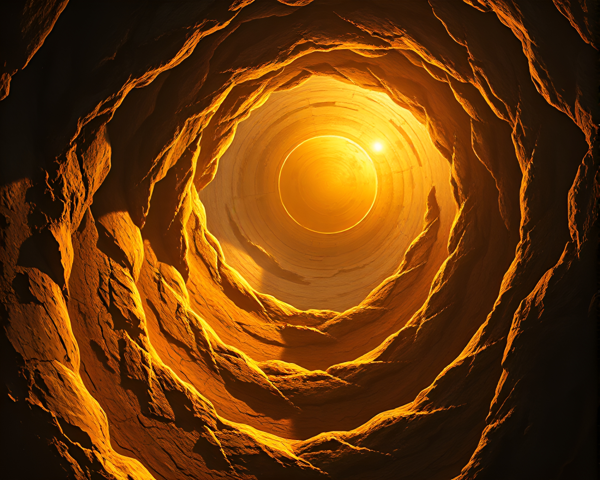 Ethereal Dimensional Rift Illuminated by Golden Spiral Light – free AI stock image