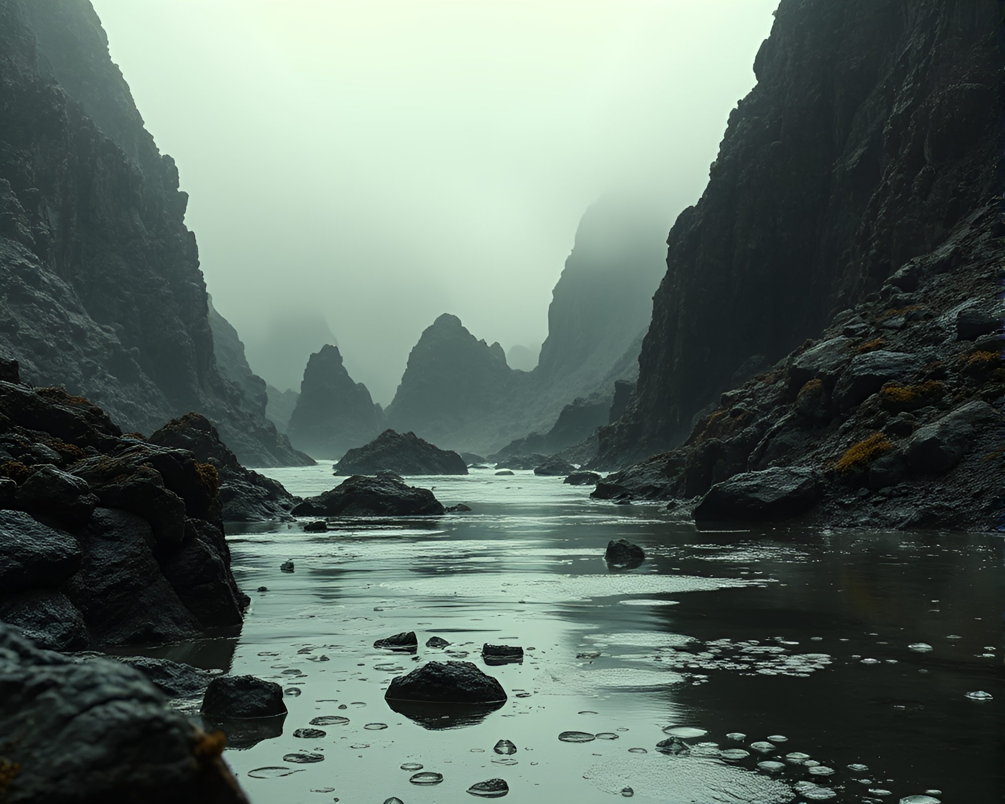 Volcanic Island Dewdrops: Holographic Oasis – free AI stock image