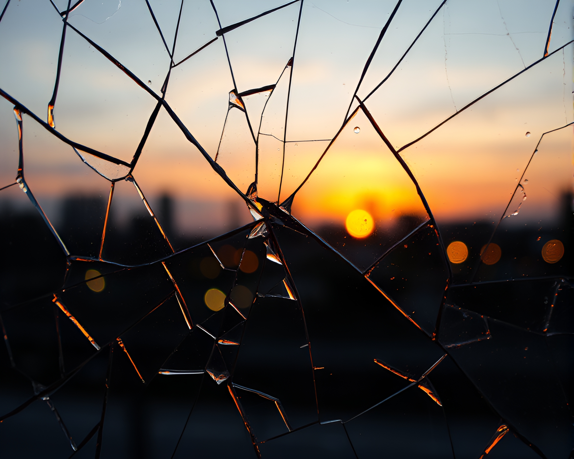 Abstract Expressionism Broken Glass Reflection in Copper Tones – free AI stock image