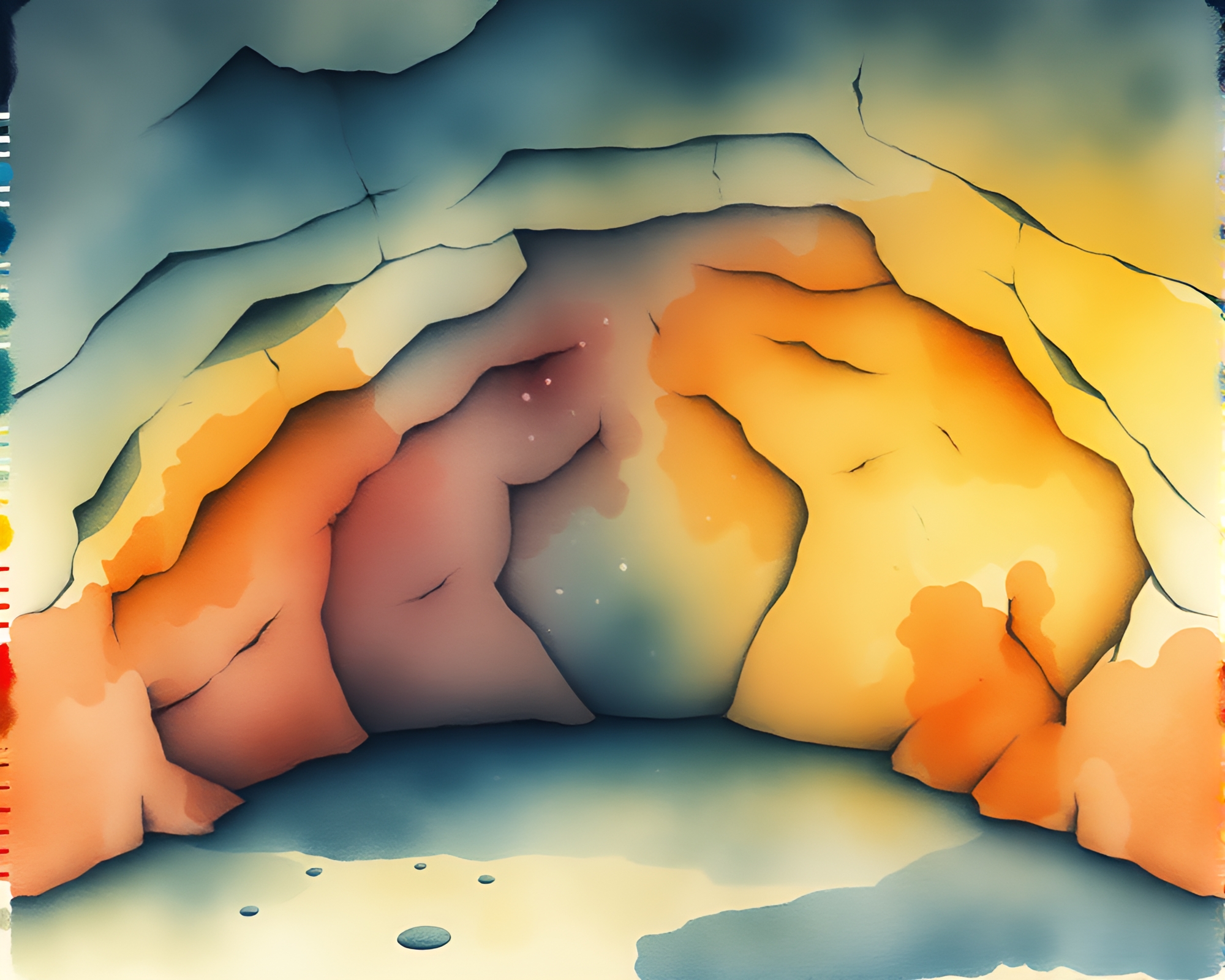 Ethereal Particles in Subterranean Watercolor Bunker – free AI stock image