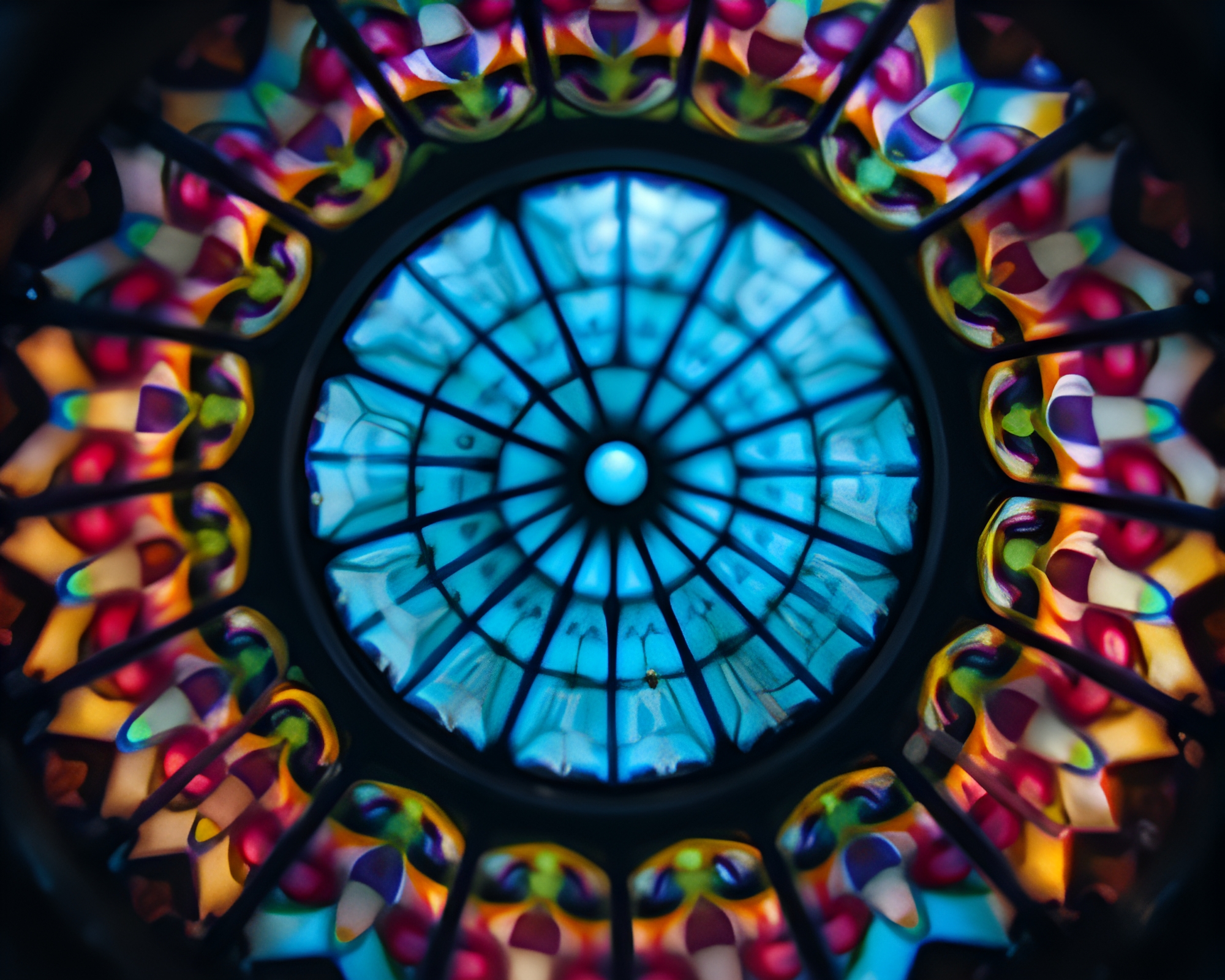 Abstract Stained Glass Dome Lens Distortion Data Visualization – free AI stock image