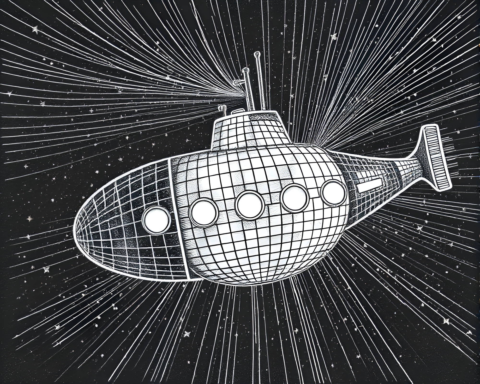 Submarine Disco Ball Fantasy Illustration – free AI stock image