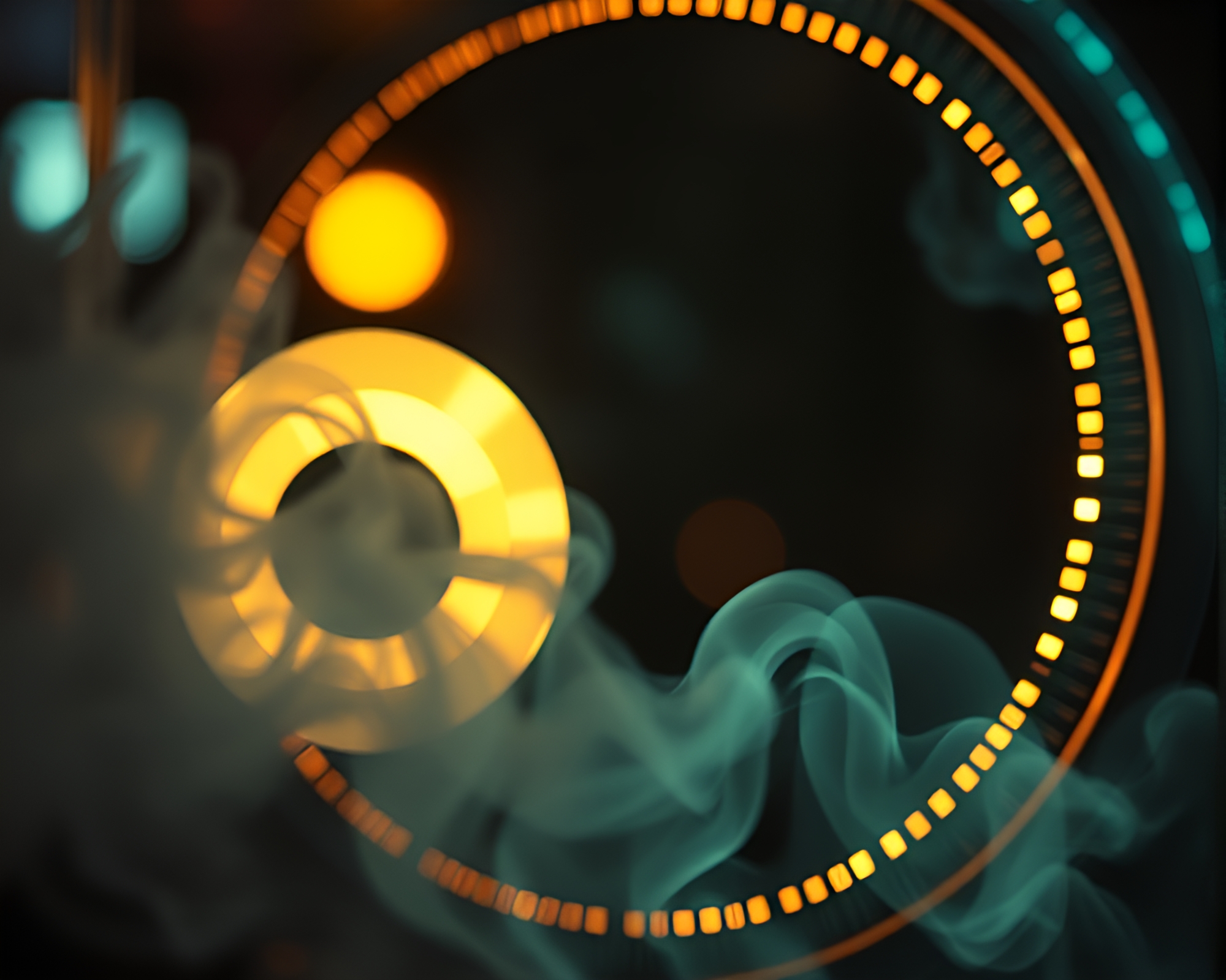 Antique Sextant In Futuristic HUD Smoke Rings – free AI stock image