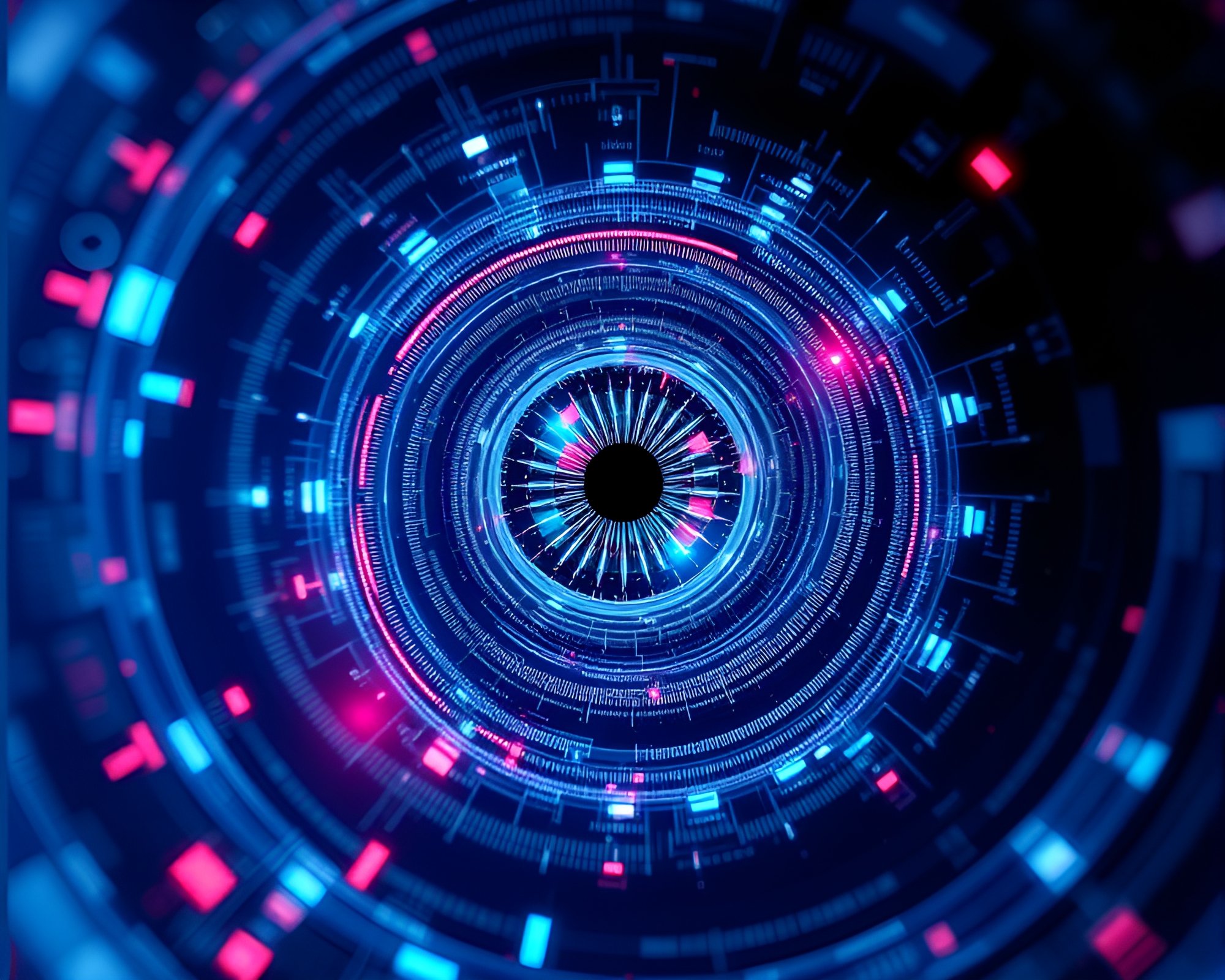Spiral Cybernetic Eye: Digital Bloom Design – free AI stock image