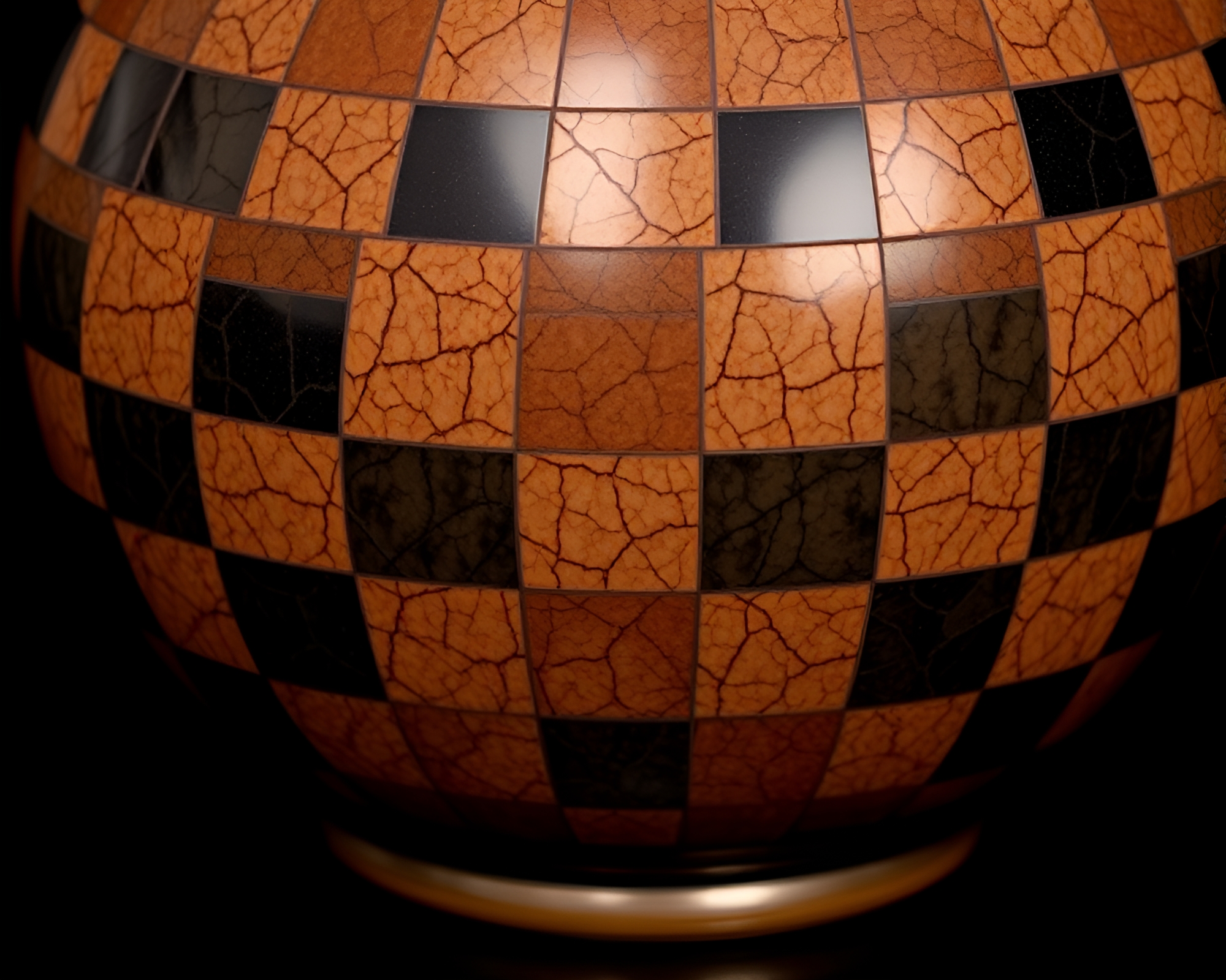 Checkered Cloisonné Vase Amidst Volcanic Ash Glow – free AI stock image
