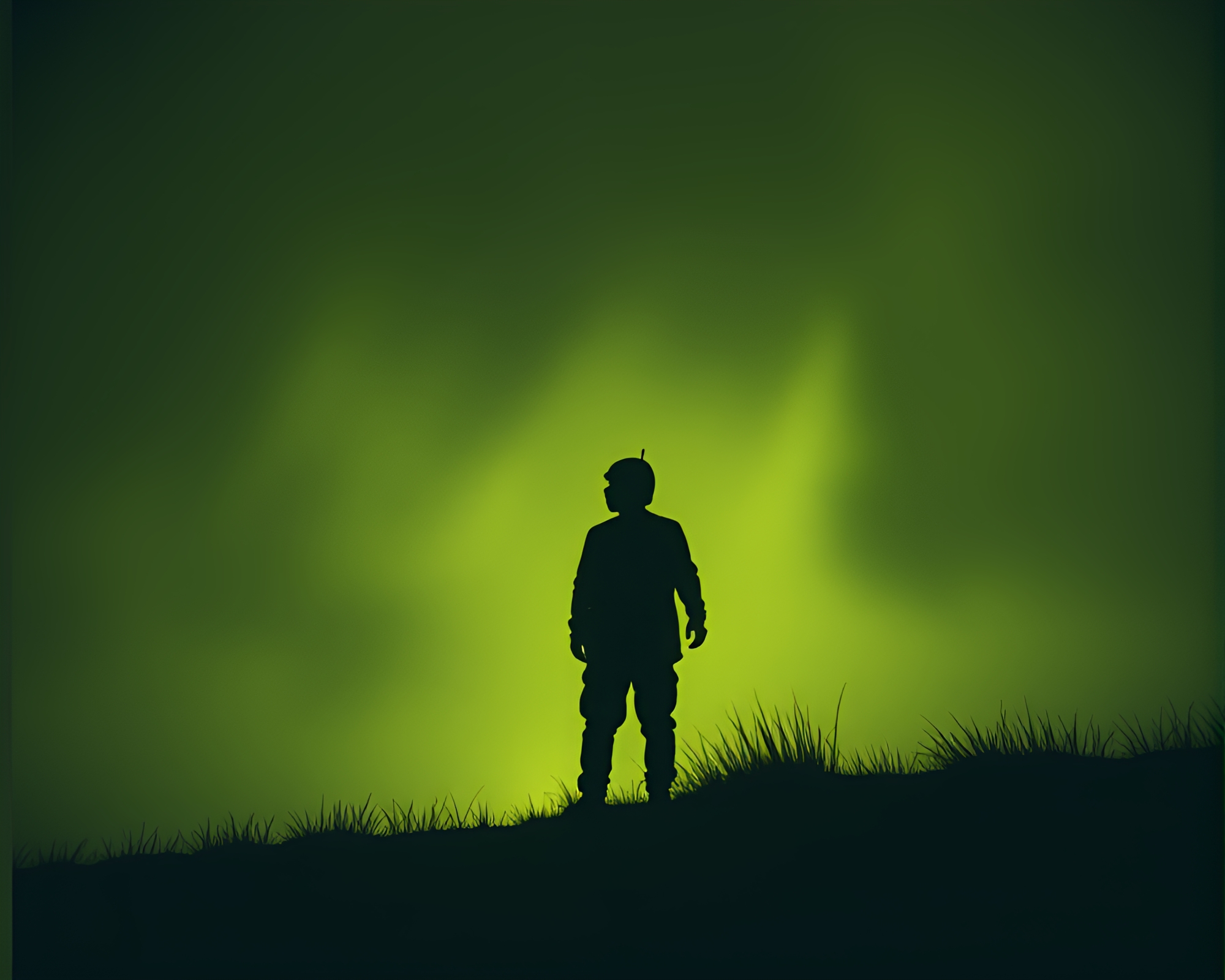 Android Silhouette in X-Ray Olive Drab Tone – free AI stock image