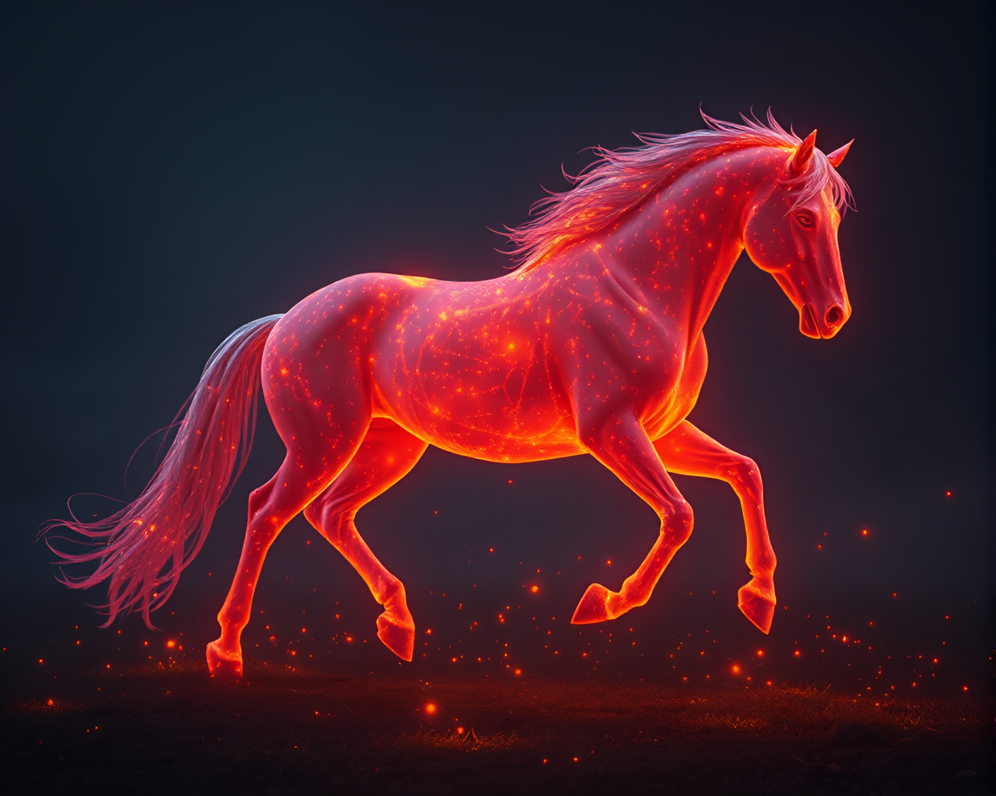 Glowing Wild Stallion Amidst Floating Embers – free AI stock image