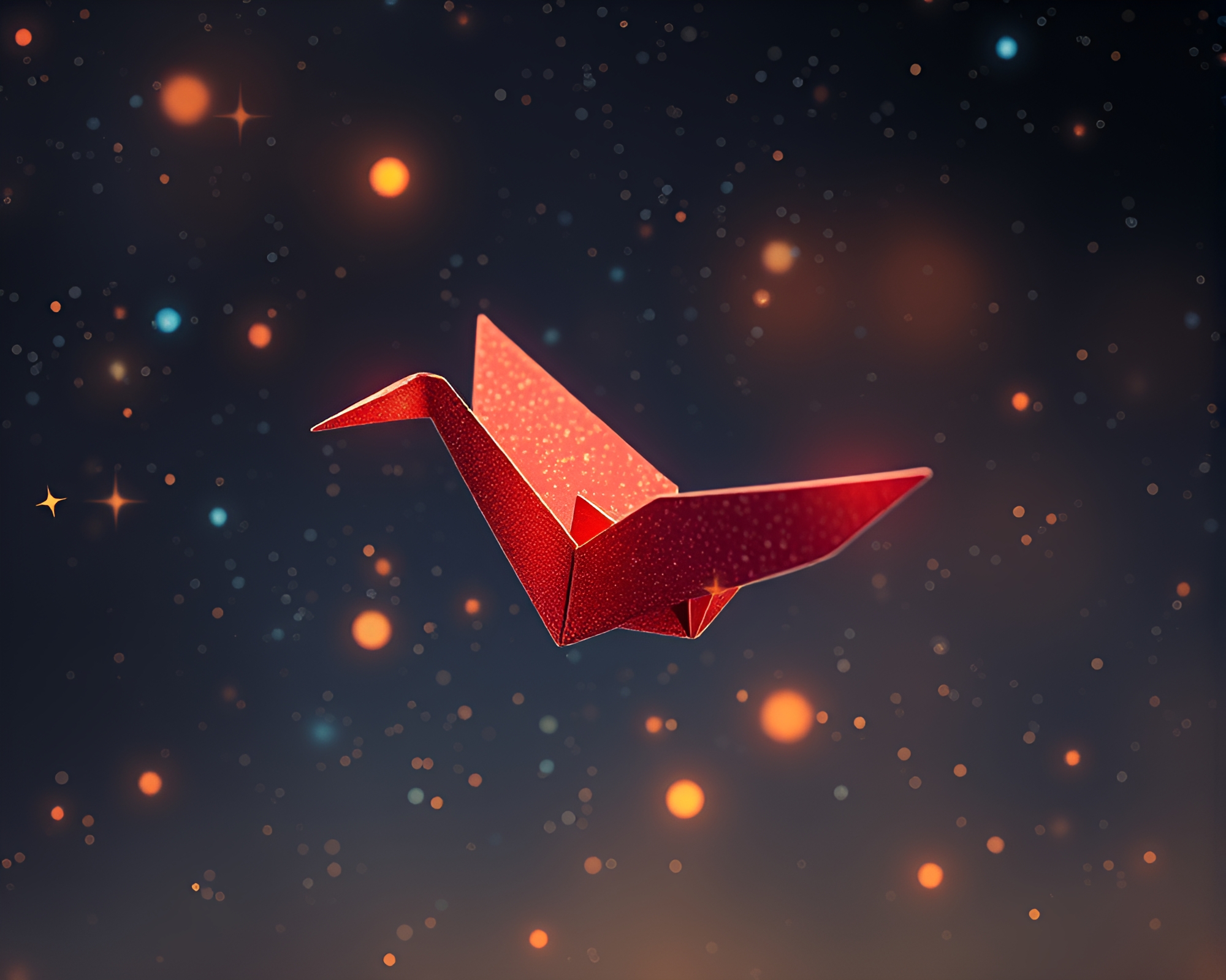 Elegant Origami Crane in Starlit Night with Gilded Touch – free AI stock image
