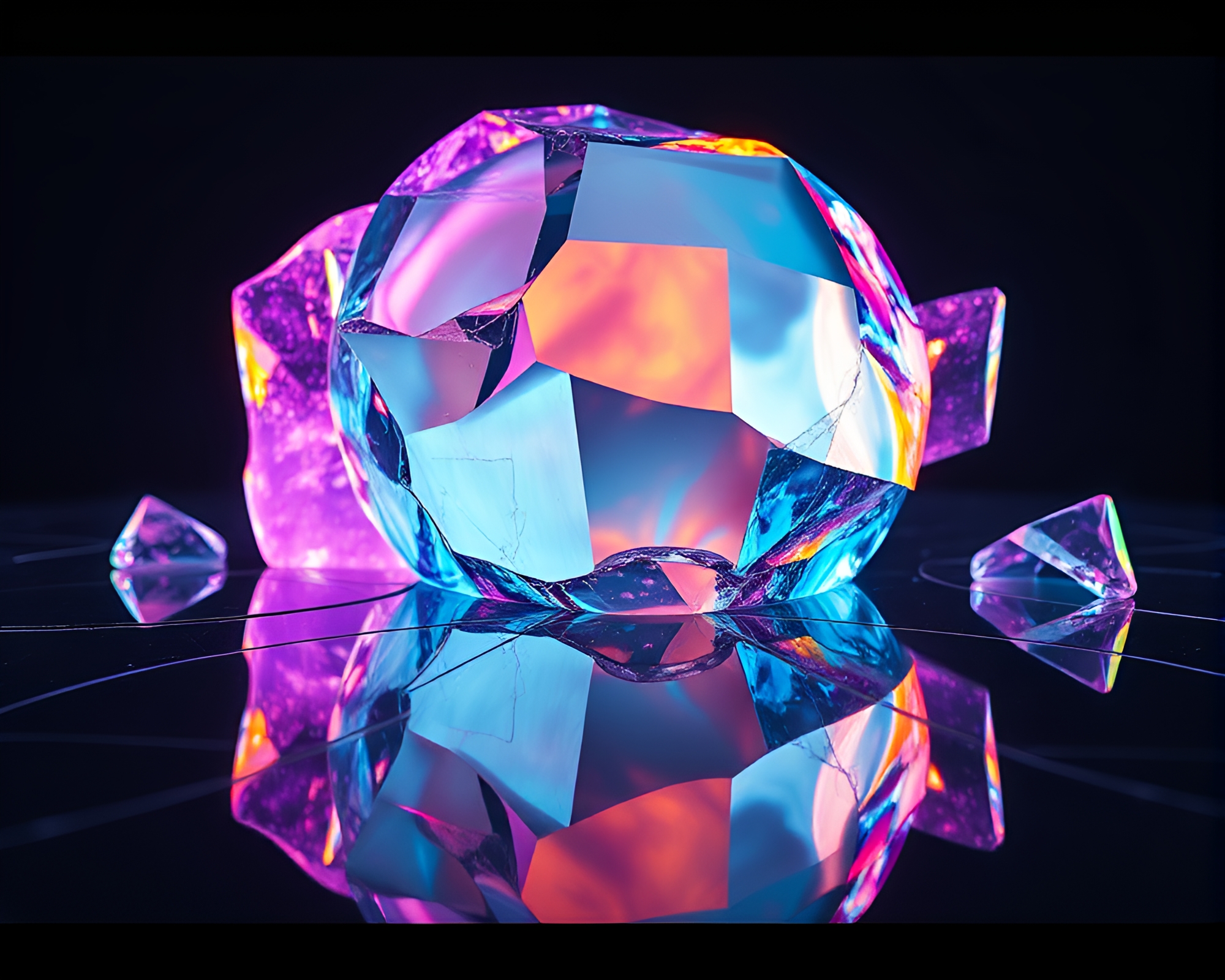 Glitch Reflections of Marble Synthwave Brilliance – free AI stock image