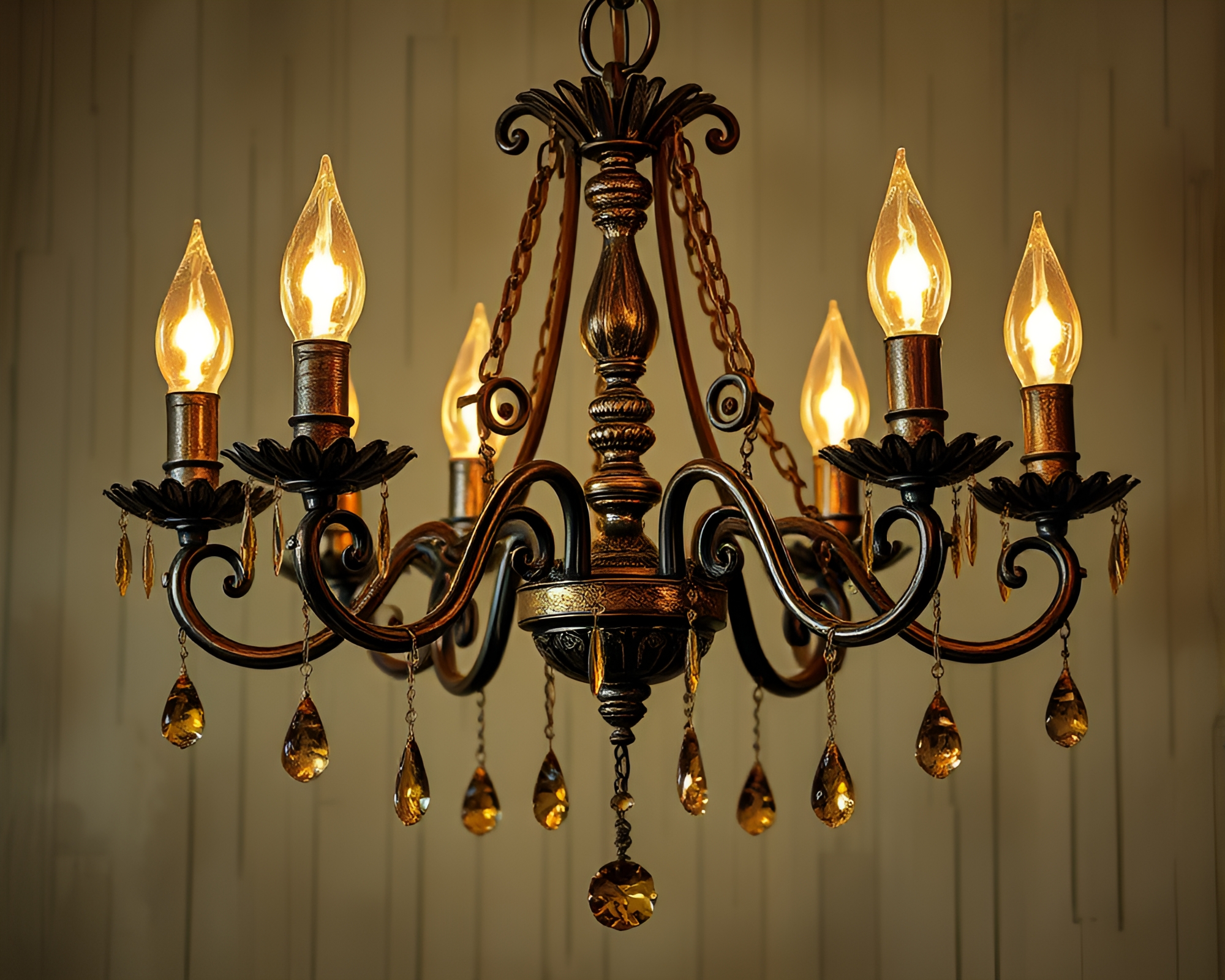 Victorian Chandelier in Olive Drab Stained Glass Dream – free AI stock image