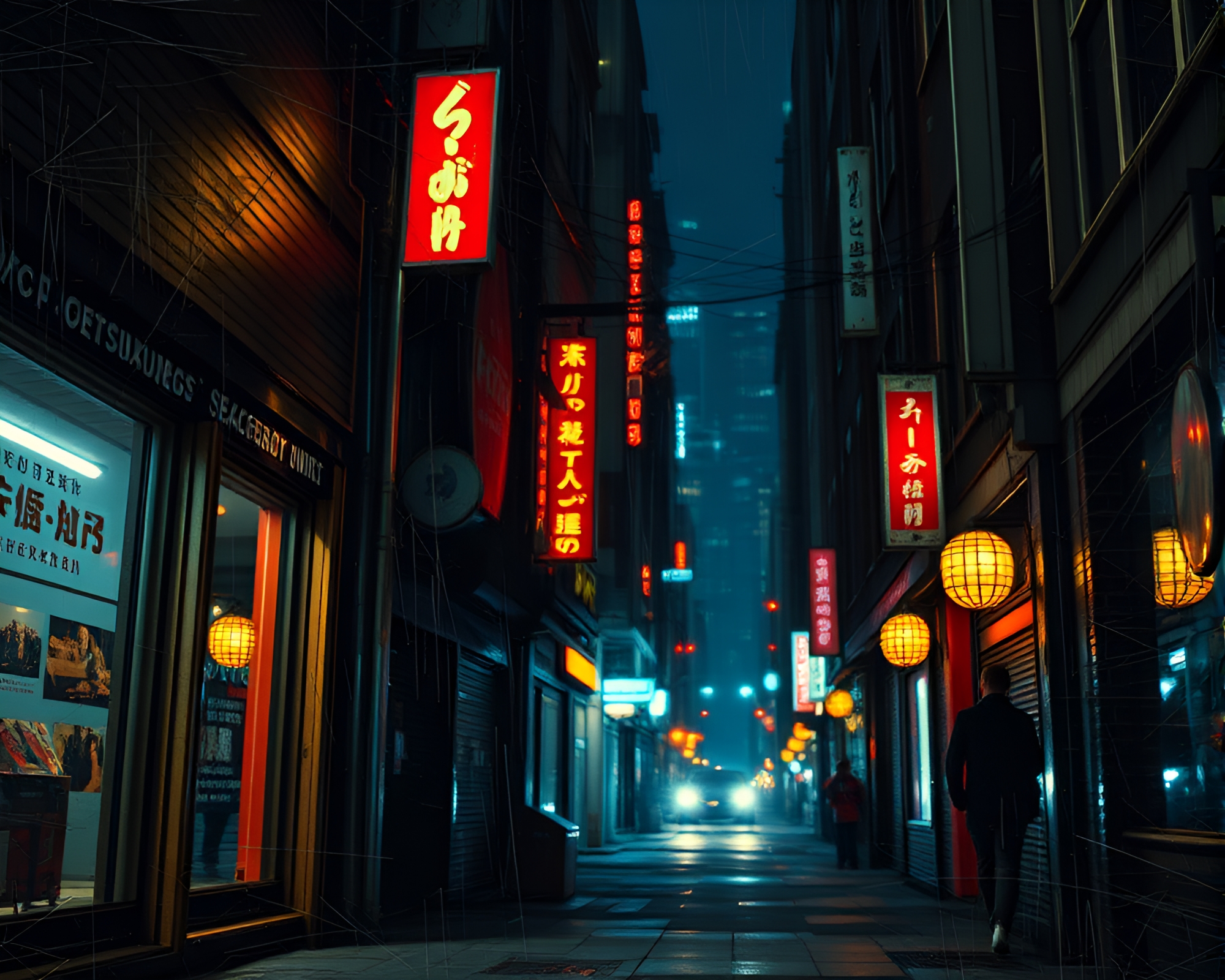 Cyberpunk Alley: City Lights and Scratch Textures – free AI stock image