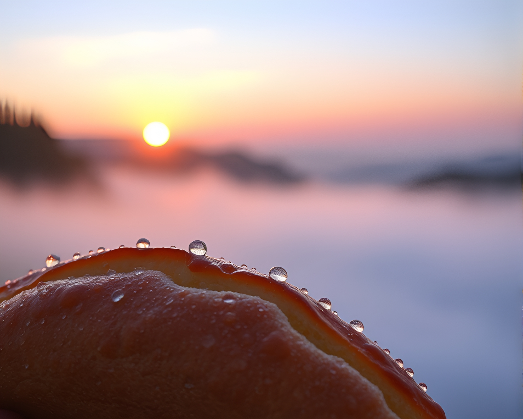 Geometric Abstraction: Baguette Dew Drops at Sunrise – free AI stock image