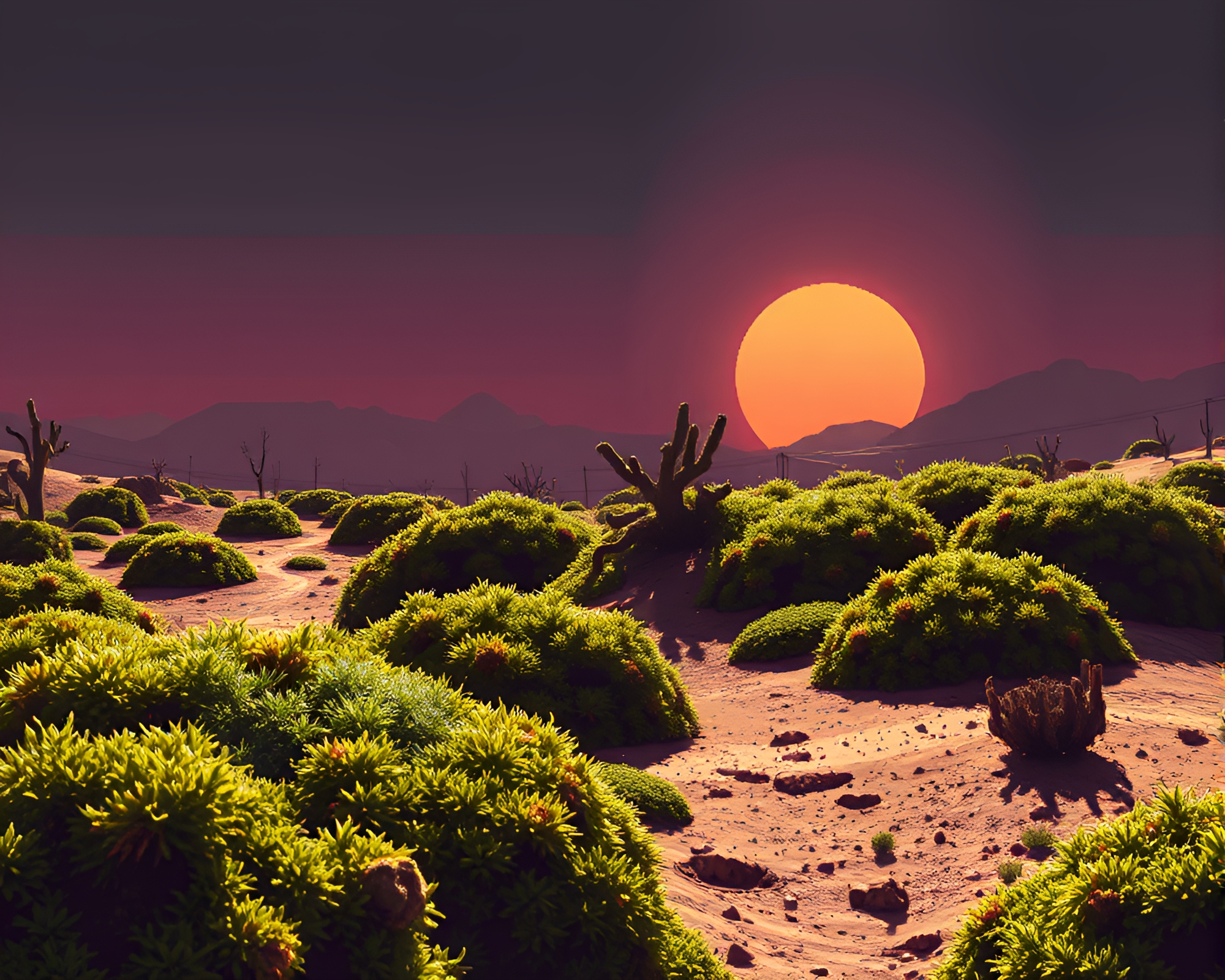 Desert Mirage Pixel Art: Mossy Oasis – free AI stock image