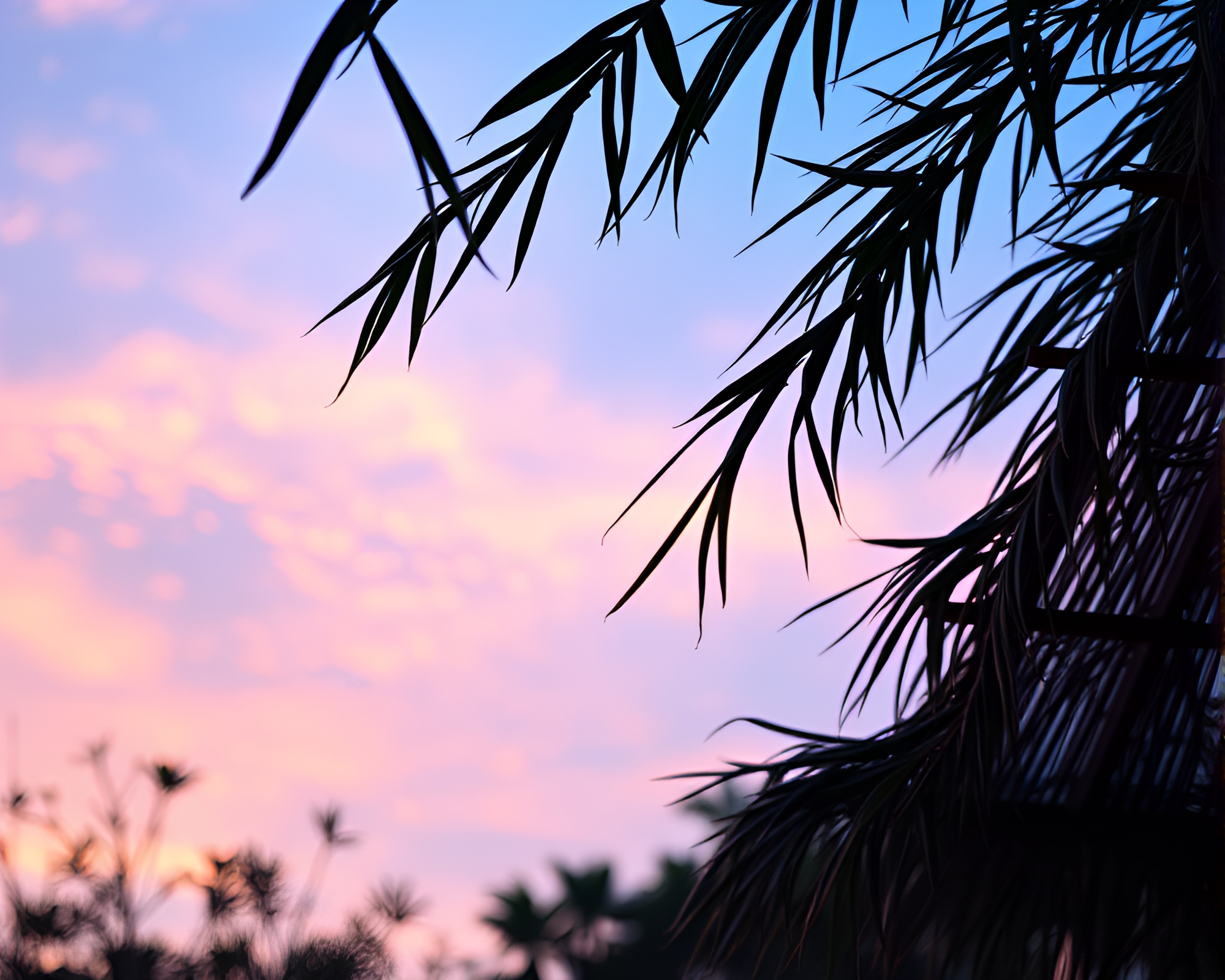 Bamboo Hut in Stained Glass Sunrise Glow – free AI stock image