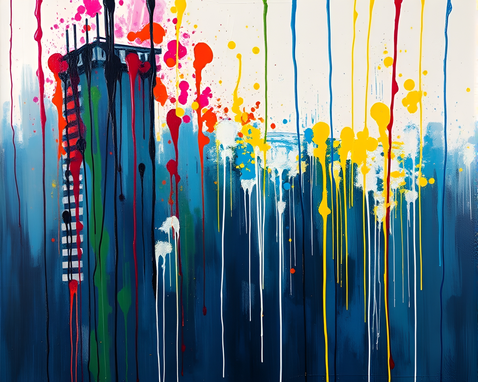 Glossy Tower in Expressionist Spray Paint Drips – free AI stock image
