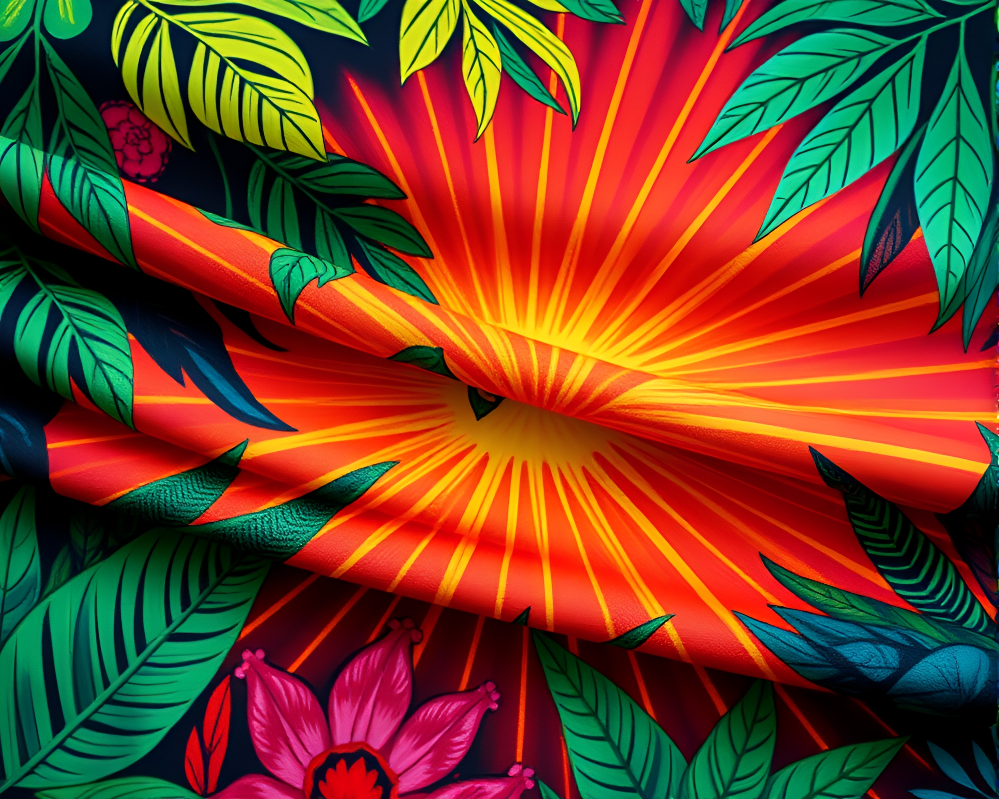 Jungle Canopy Fabric Folds in Pointillism Art Style – free AI stock image