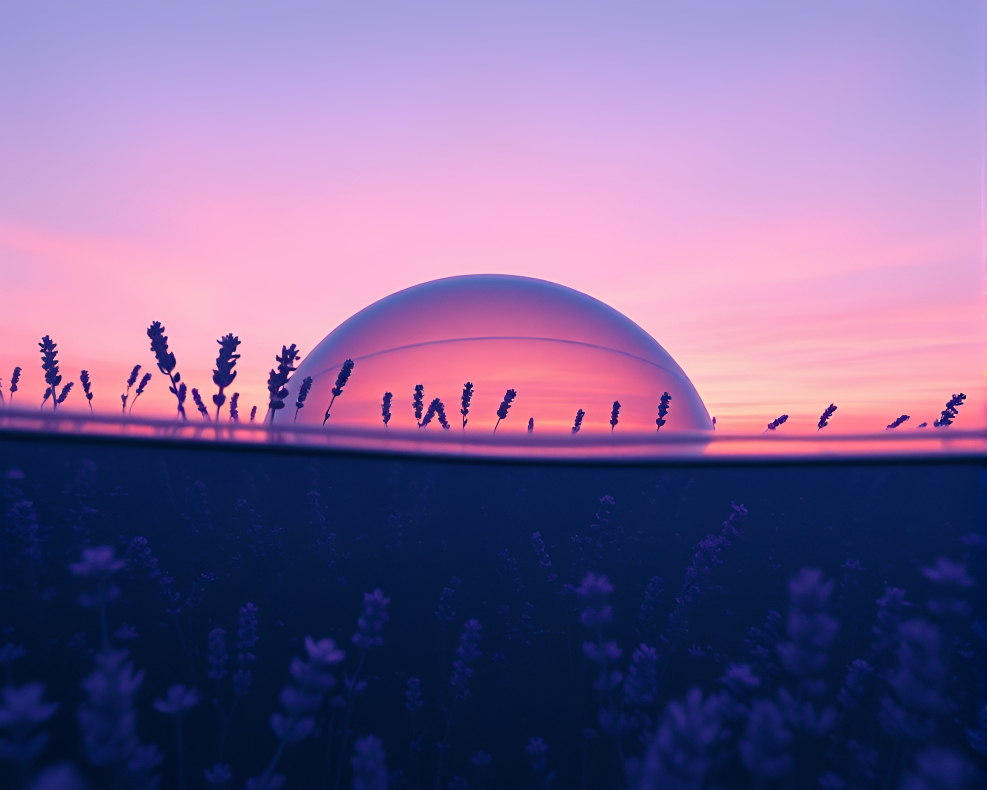 Lavender Twilight Underwater Dome Action Painting – free AI stock image