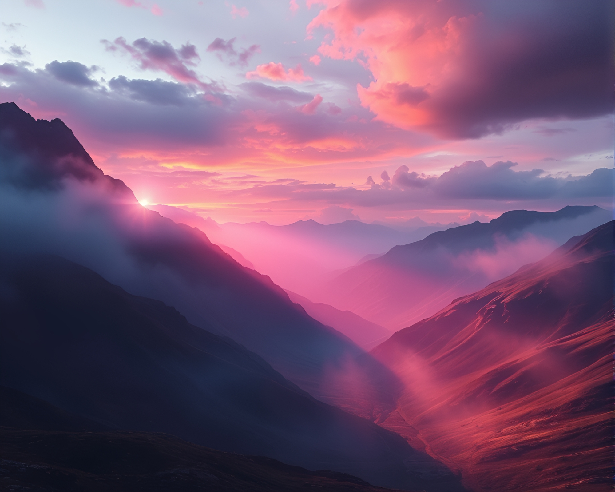 Prismatic Valley in Digital Twilight Cloth Simulation – free AI stock image