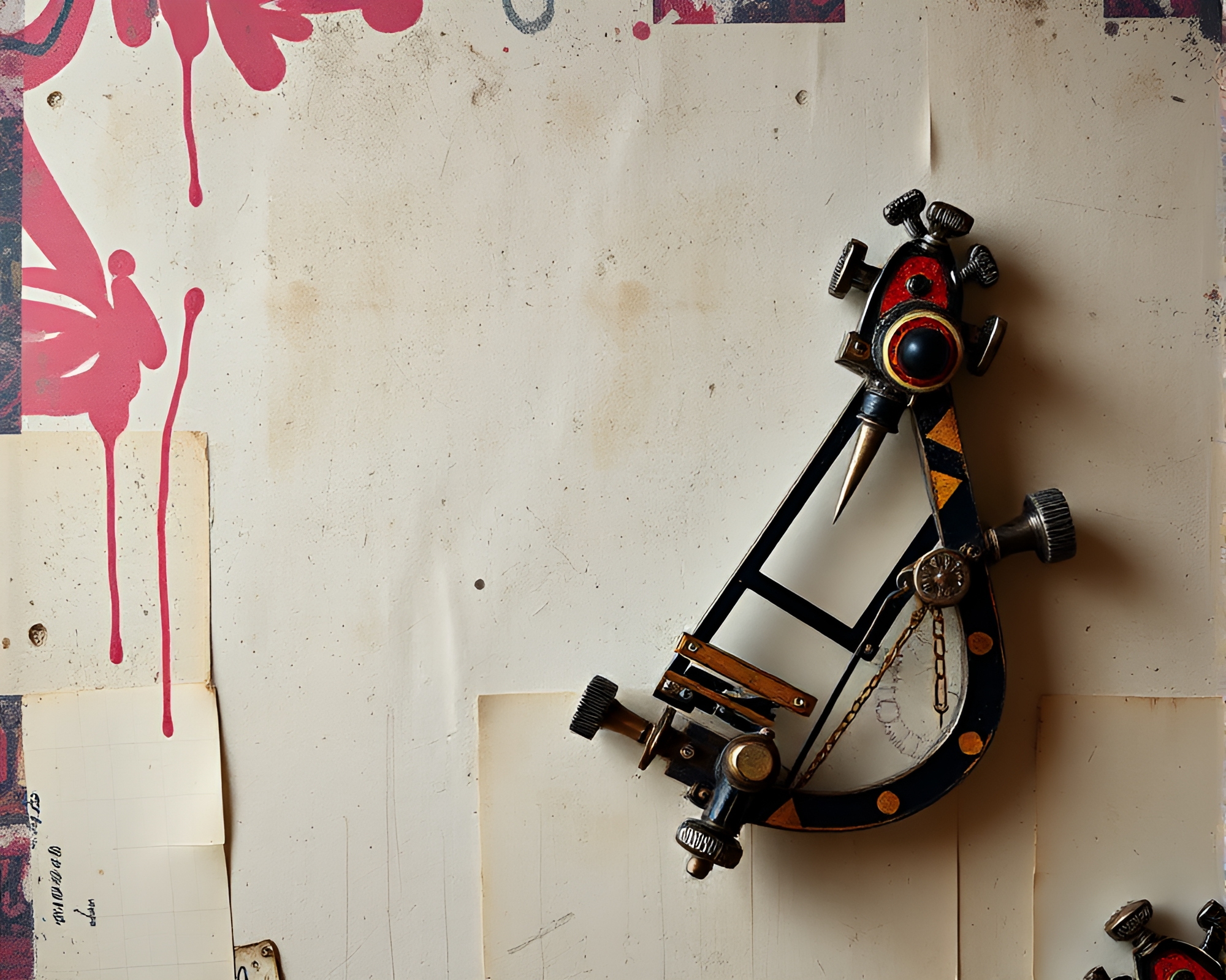 Vintage sextant in vibrant urban graffiti scene – free AI stock image