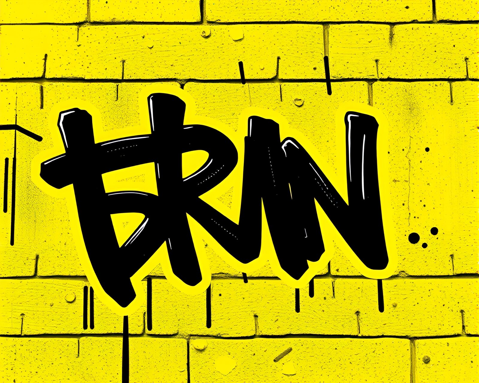 Urban alley filled with yellow neon graffiti art